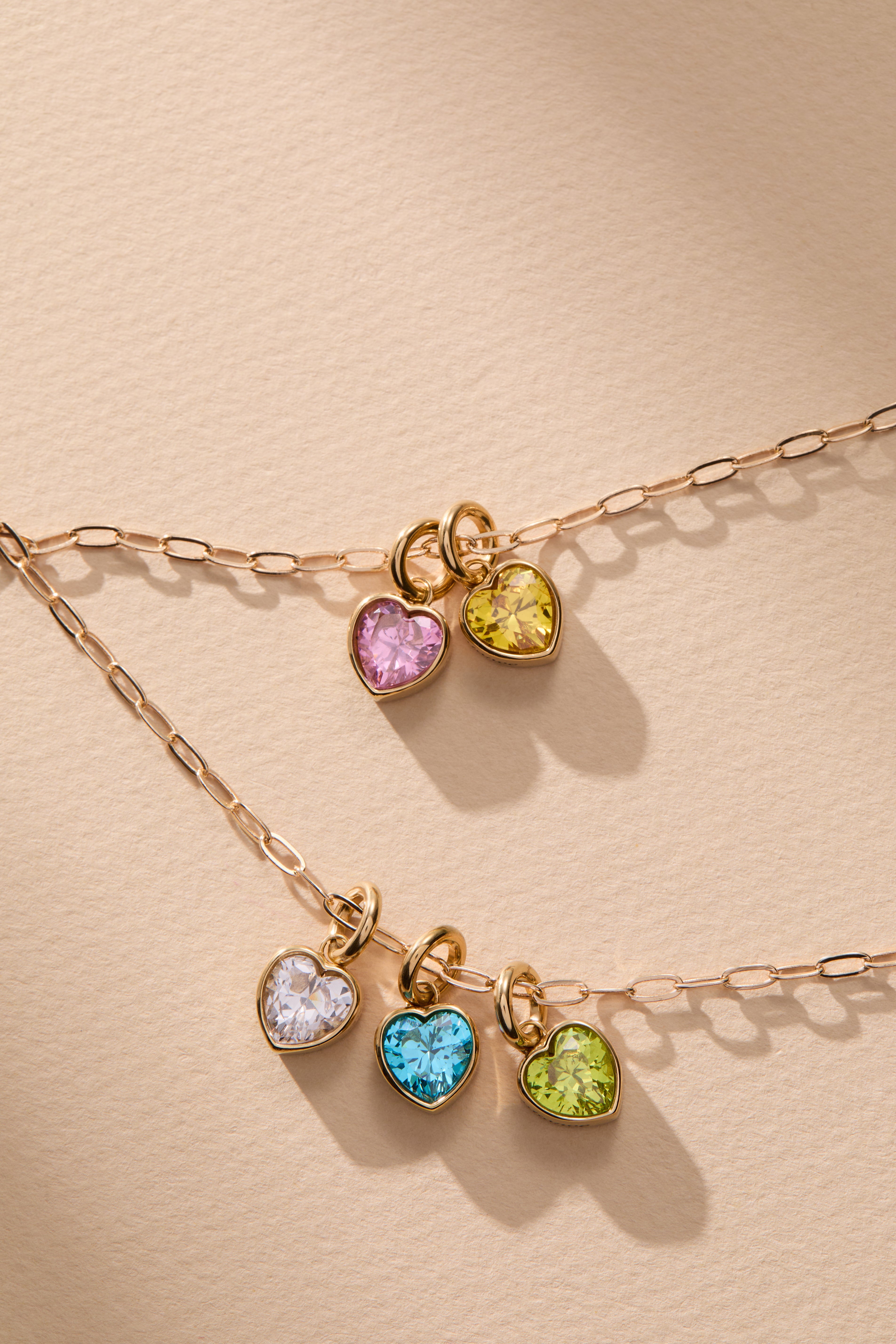 March 'faith' Heart Birthstone Charm