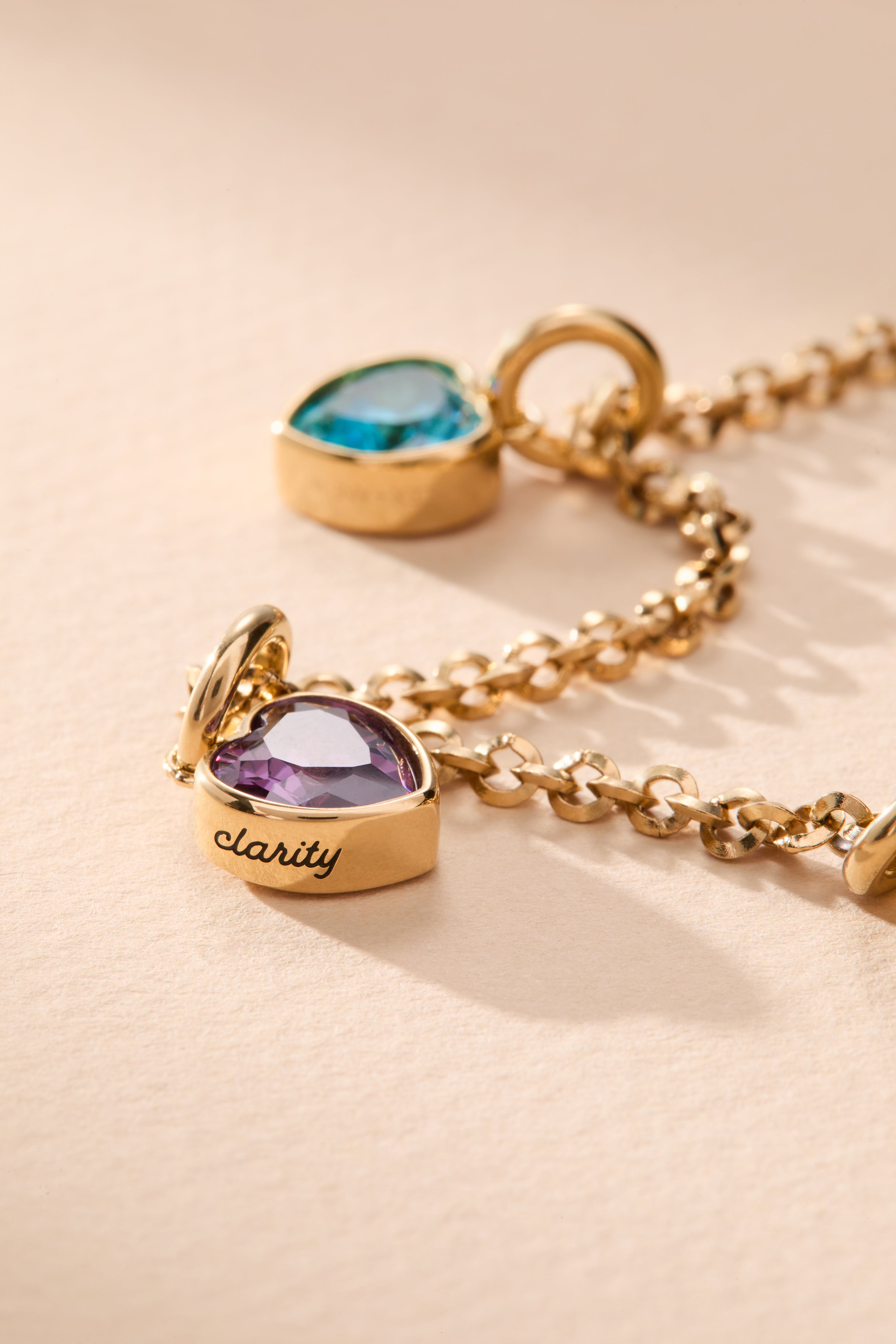 February 'clarity' Heart Birthstone Charm