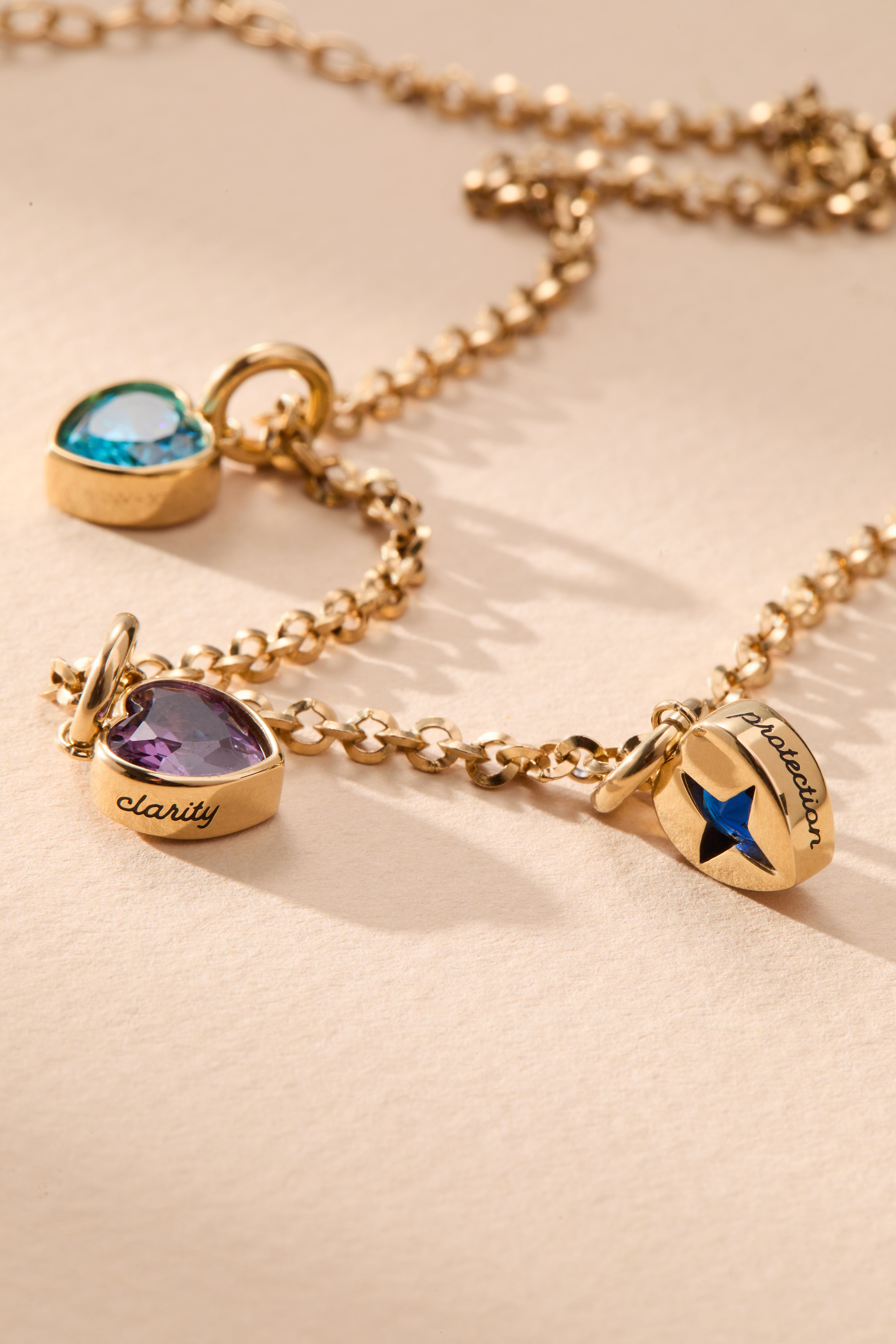 February 'clarity' Heart Birthstone Charm