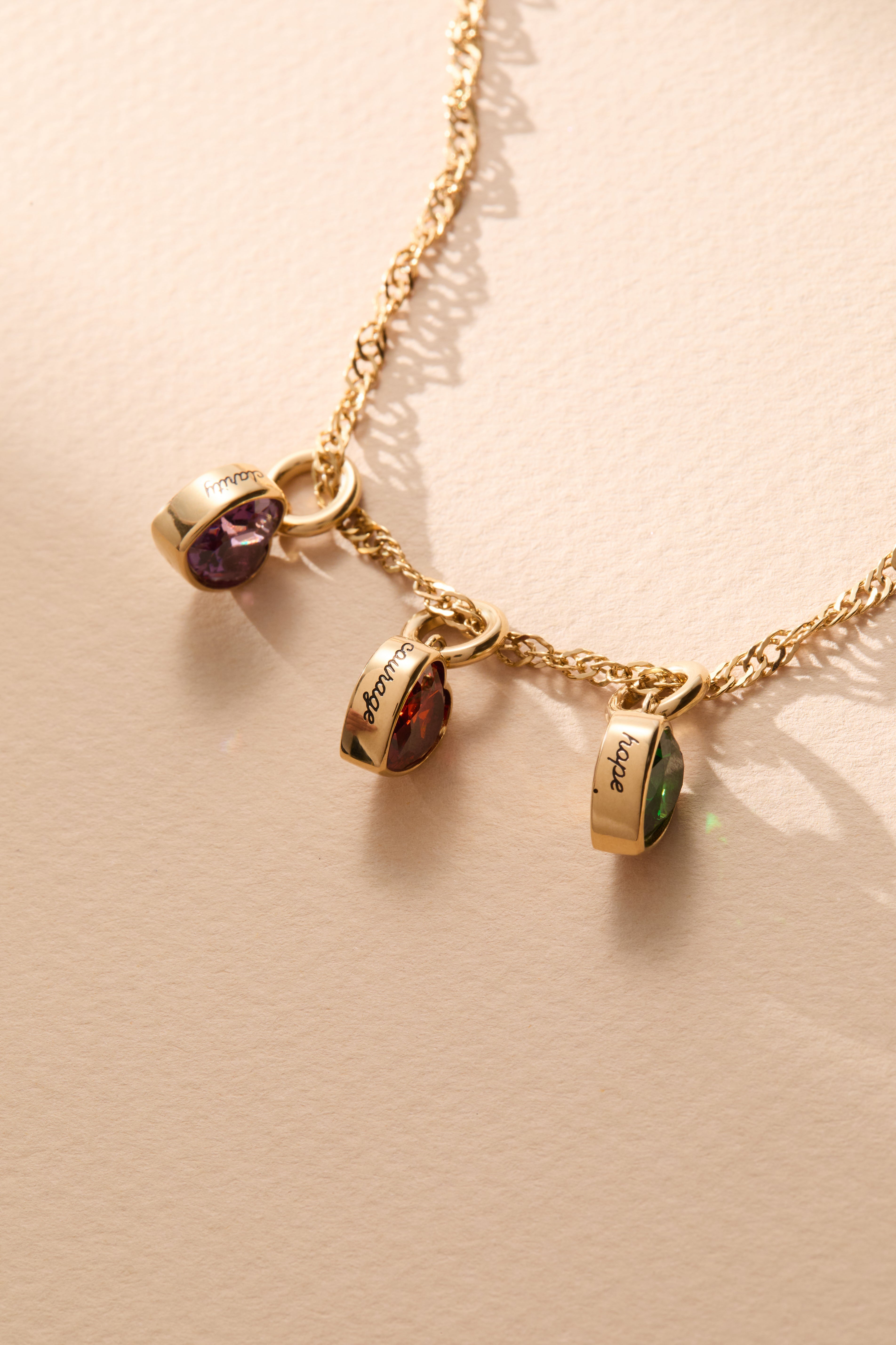 January 'courage' Heart Birthstone Charm