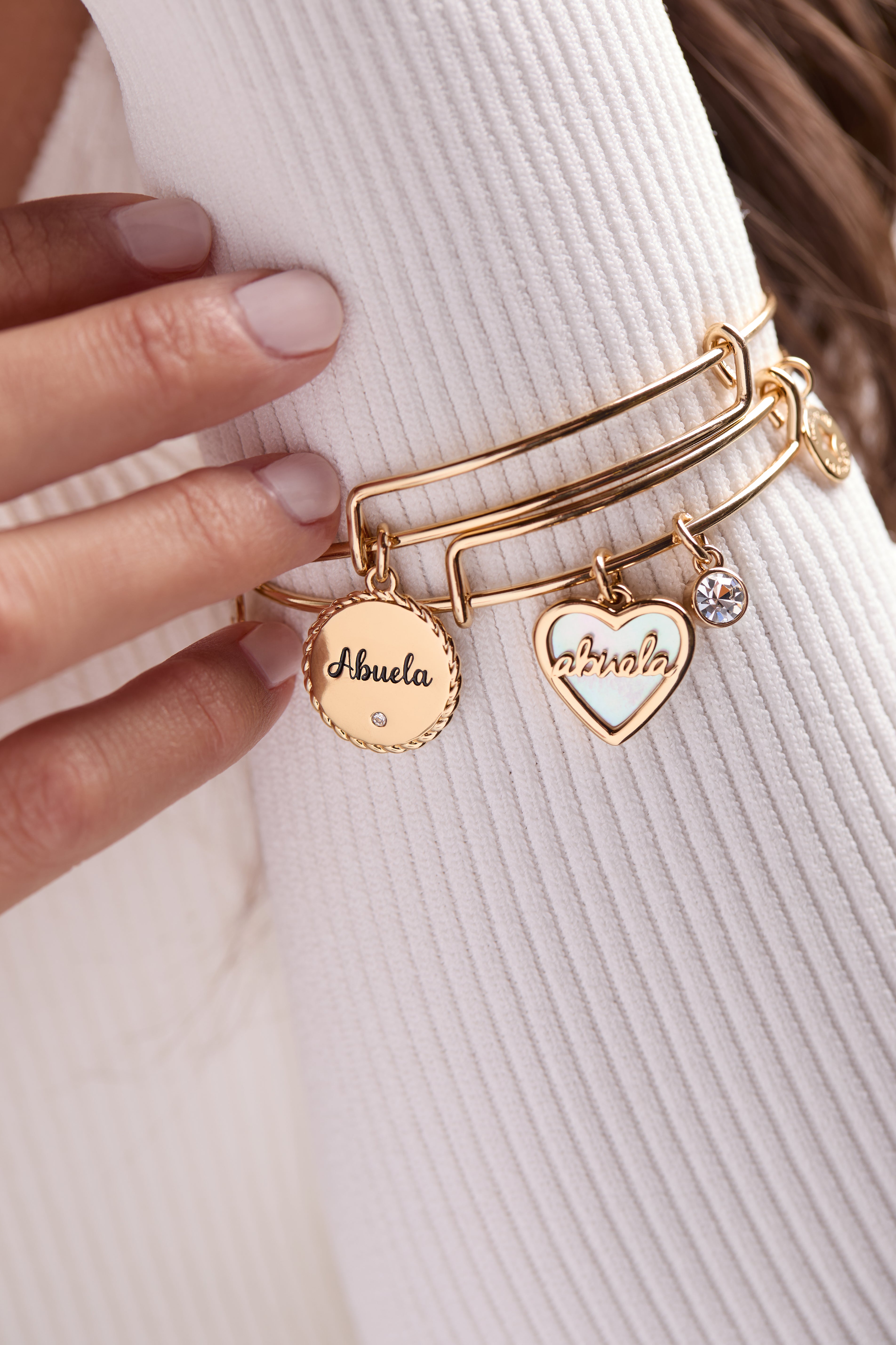 Abuela Mother Of Pearl Heart Charm Bangle