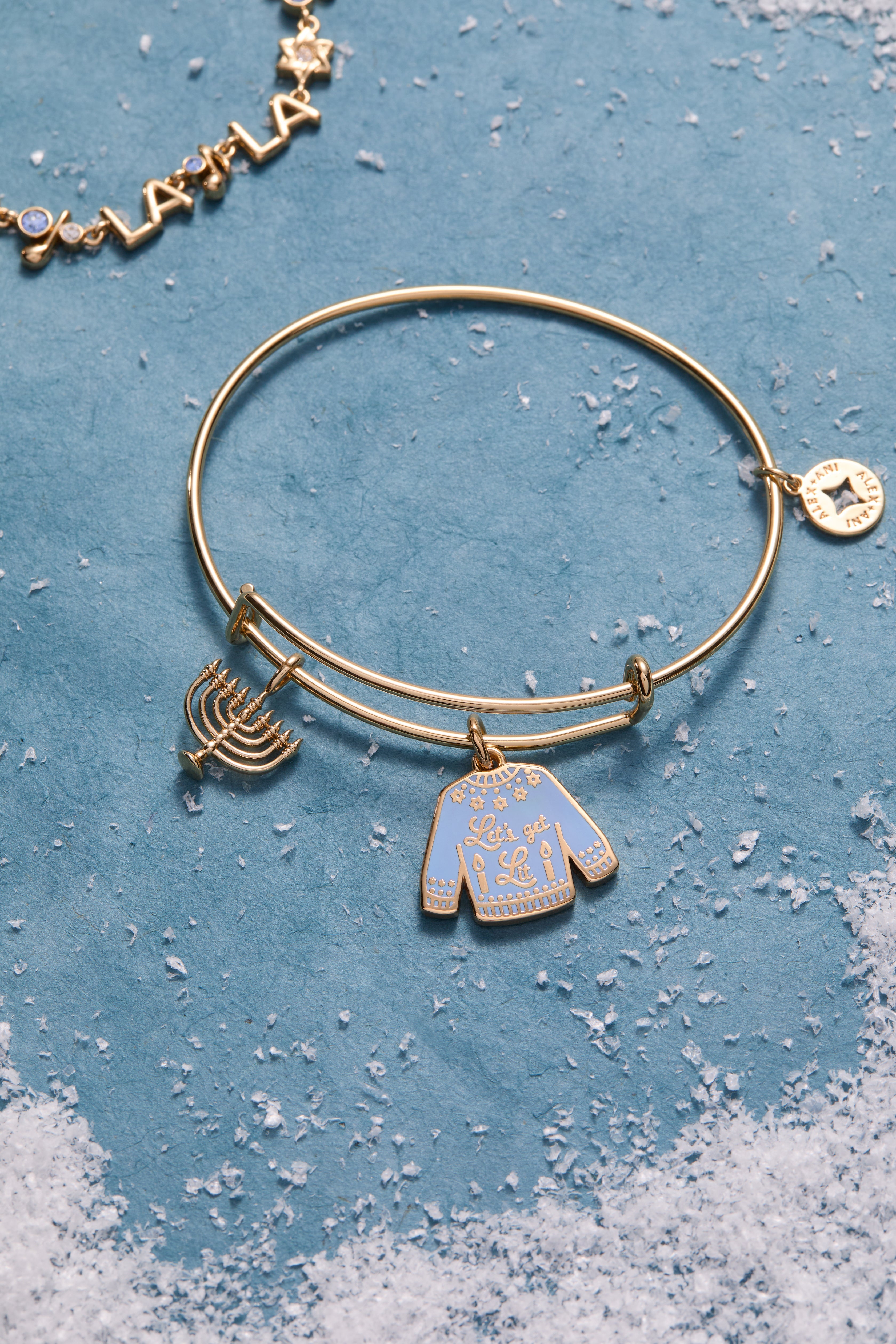 Hanukkah 'let's Get Lit' Ugly Sweater & Menorah Bangle