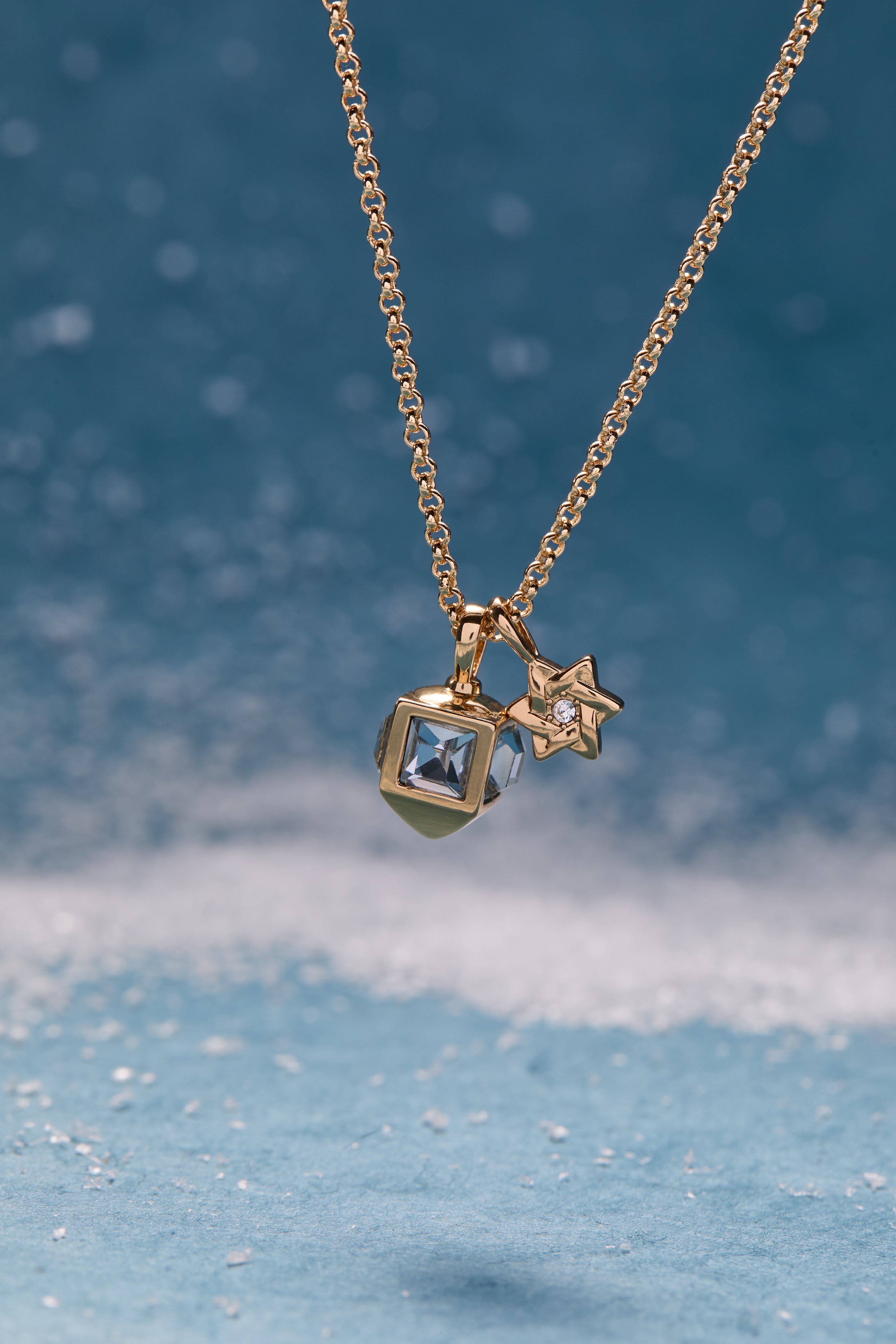 Hanukkah Star Of David And Dreidel Pendant Necklace