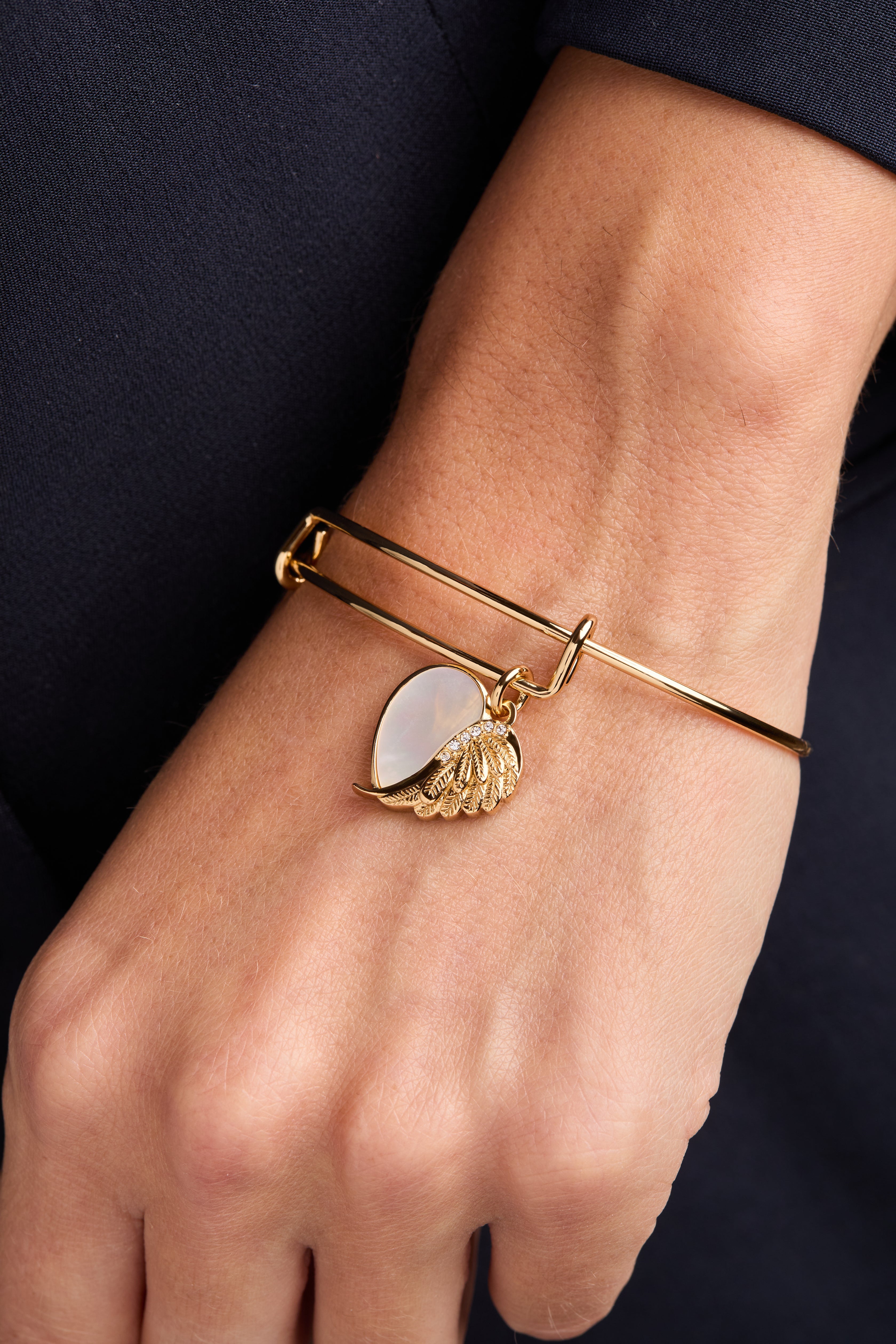 Wings Of Protection Charm Bangle