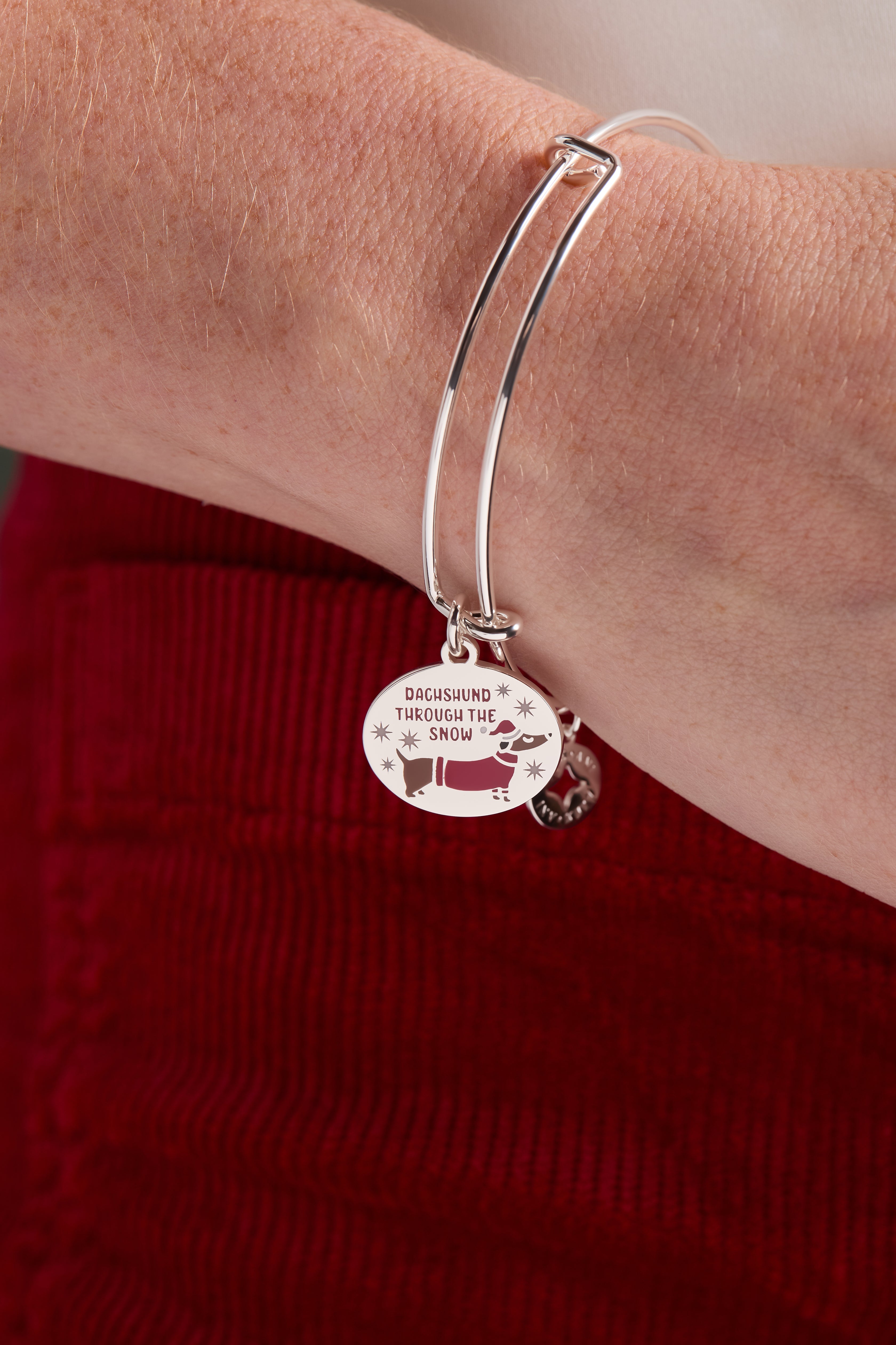 'dachshund Through The Snow' Dog Charm Bangle
