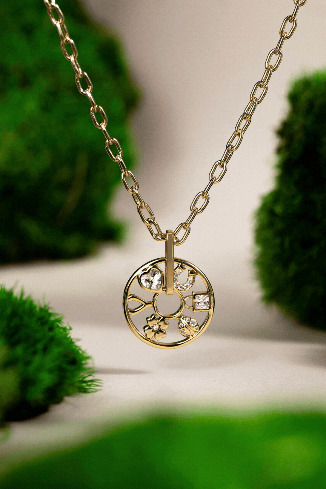 Love And Luck Wheel Charm Necklace