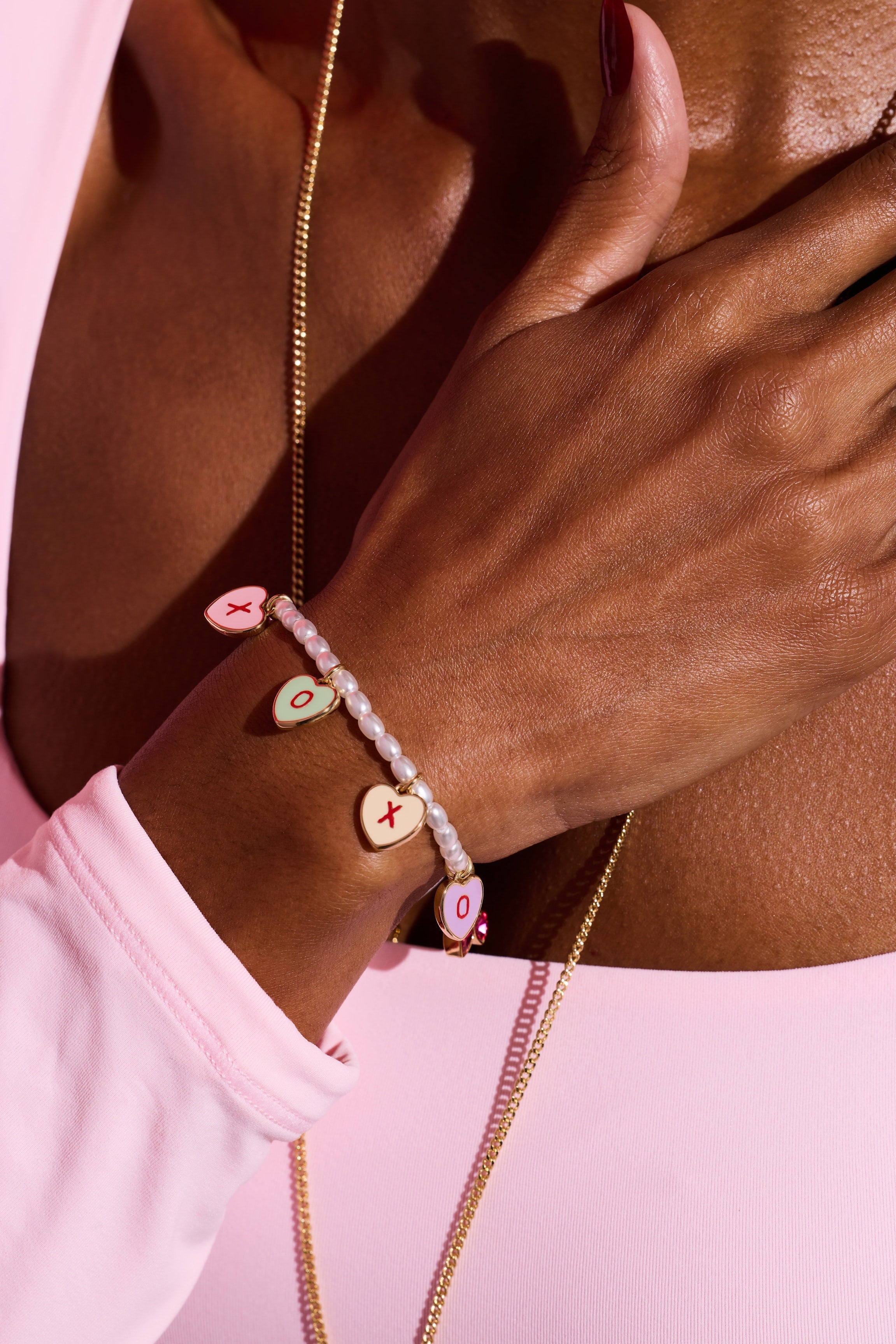 Sweethearts® ‘xoxo’ Heart Charm Beaded Pearl Bracelet
