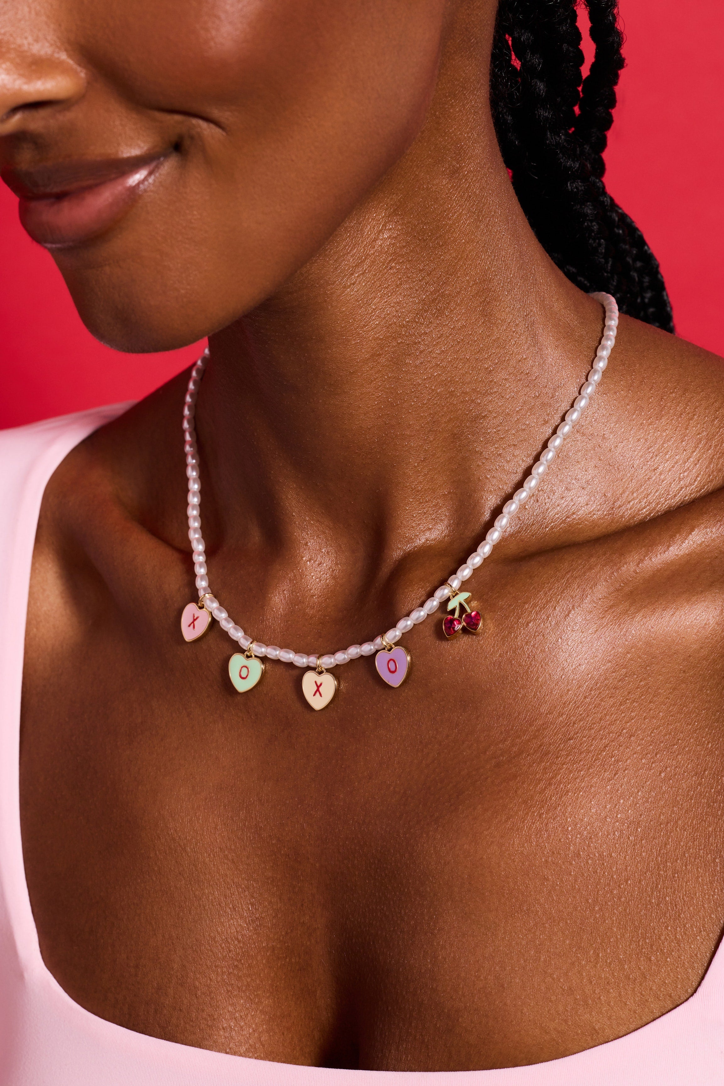 Sweethearts® ‘xoxo’ Heart Charm Pearl Beaded Necklace