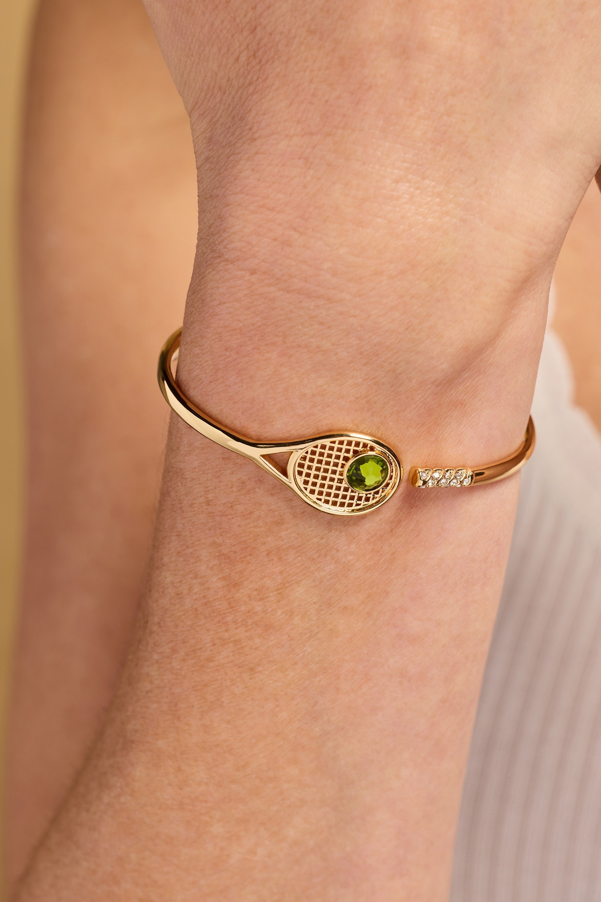 Tennis Racket 'you Are Serving' Hinge Cuff Bracelet