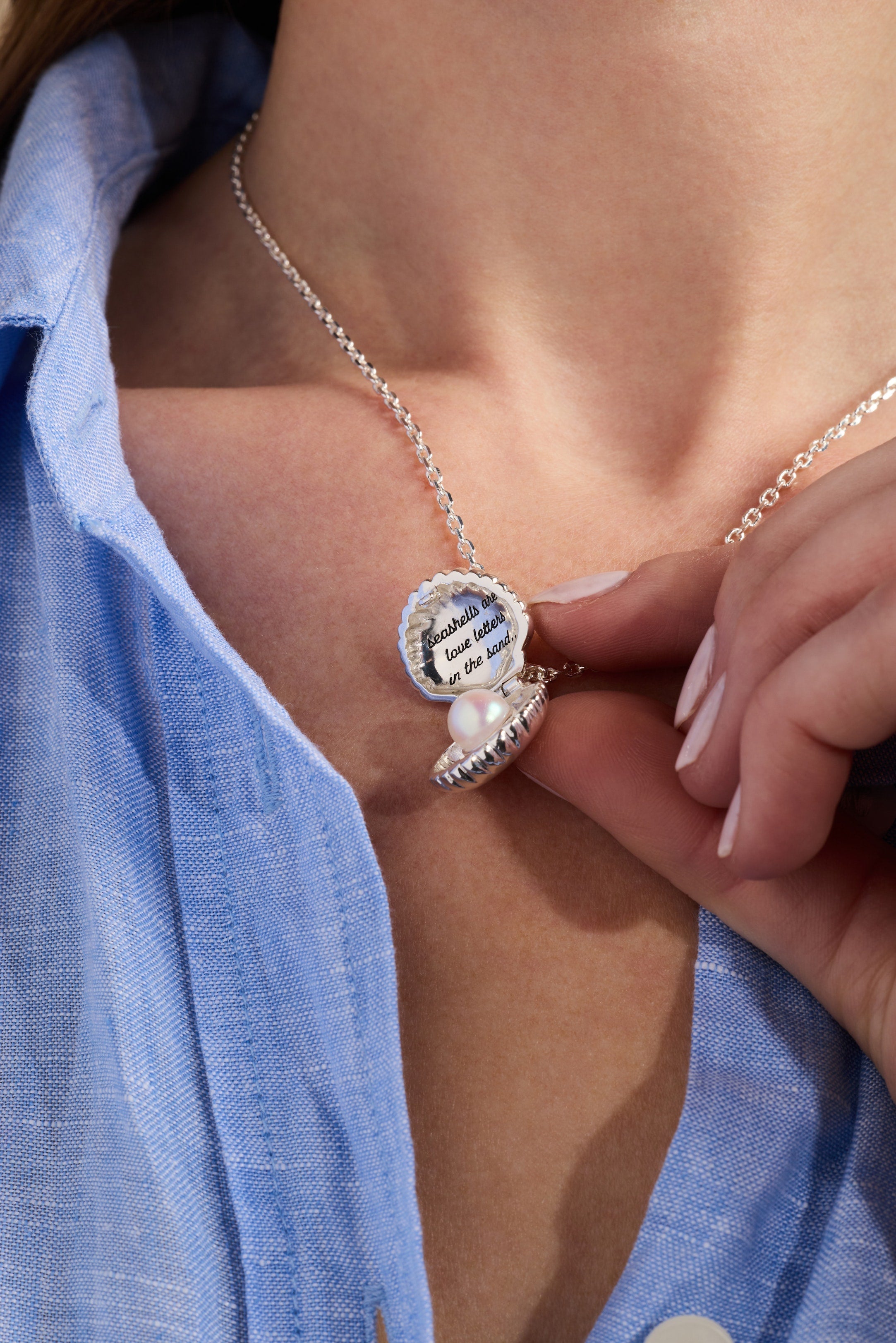 Salt + Sea 'seashells Are Love Letters In The Sand' Seashell Locket Pendant