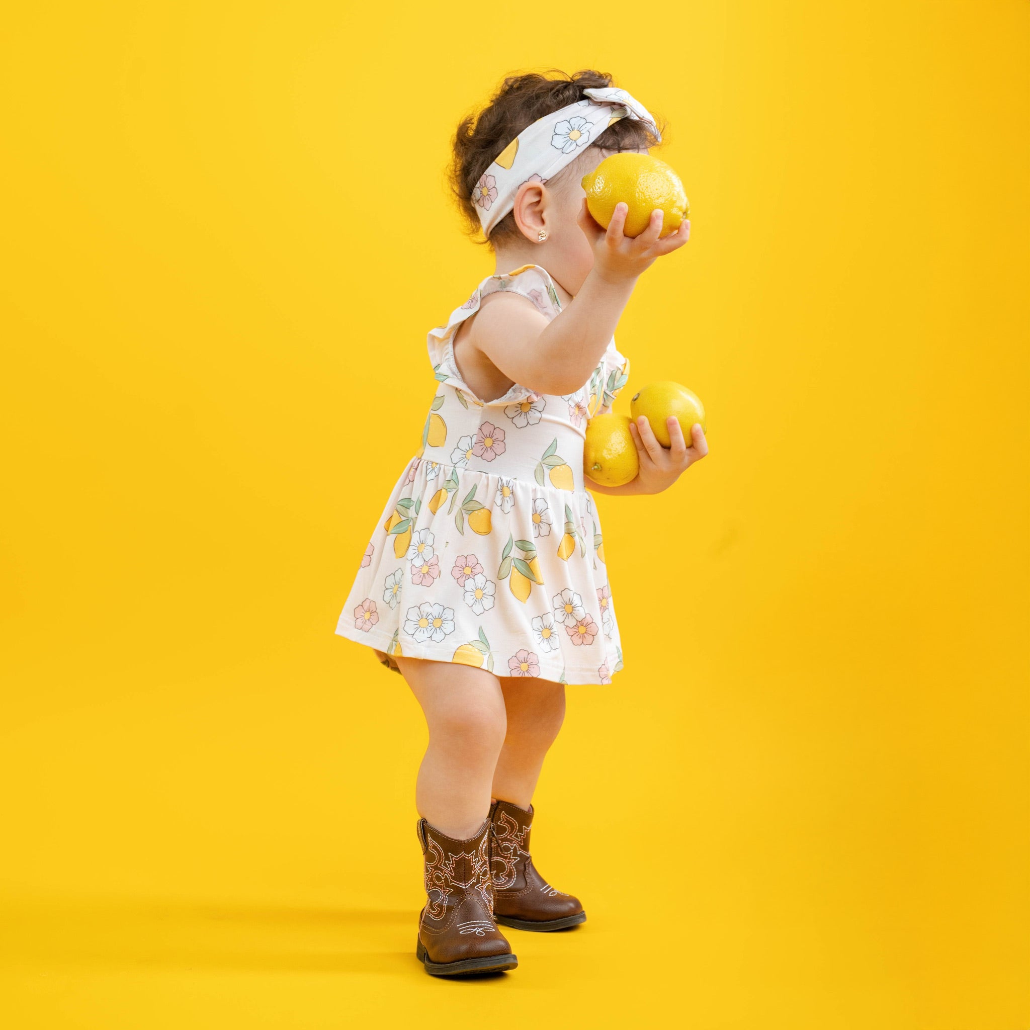 Lemon Twirl Dress With Bodysuit