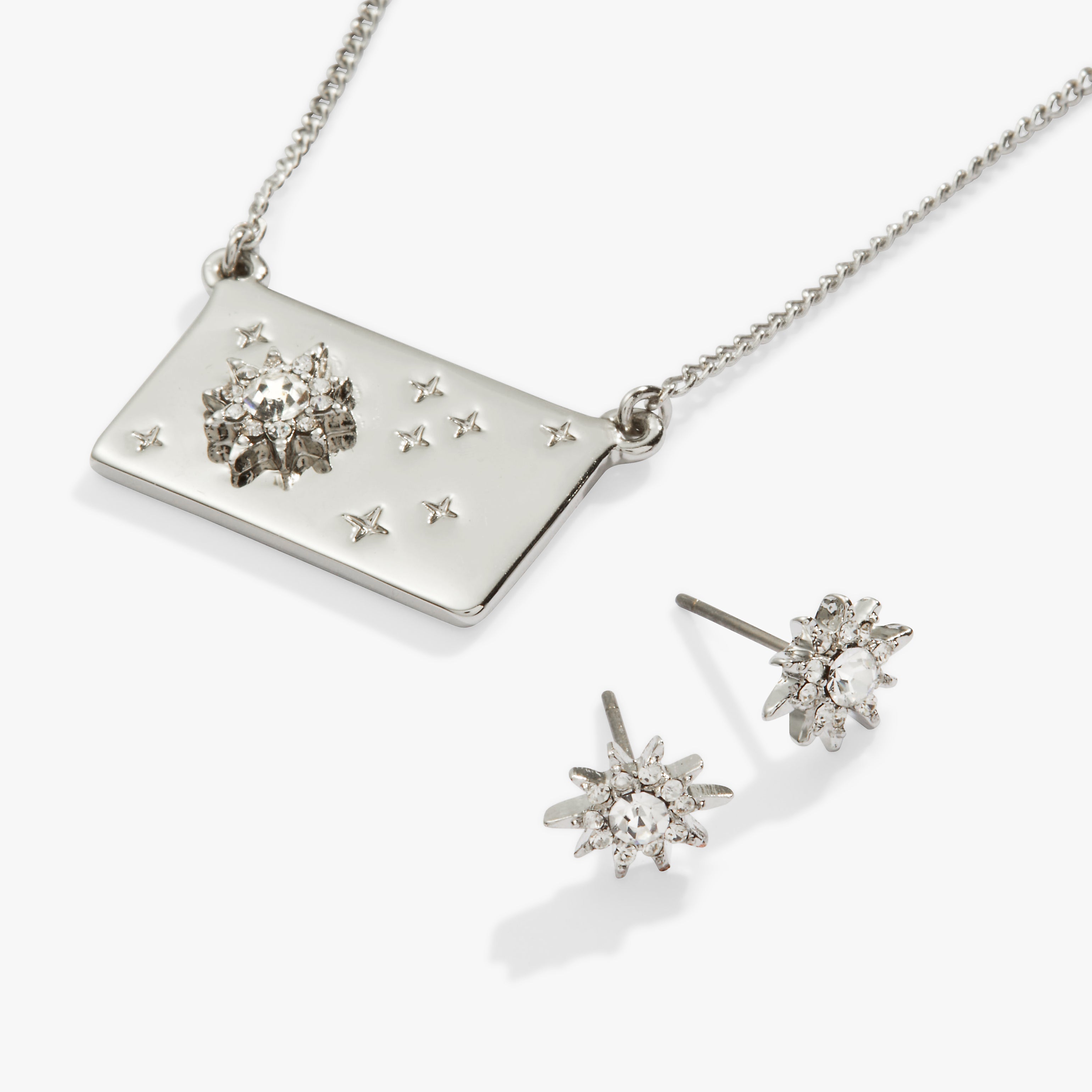 Starburst Charm Necklace And Stud Earring Gift Set