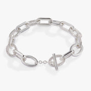 Oval Link Crystal Chain Toggle Bracelet