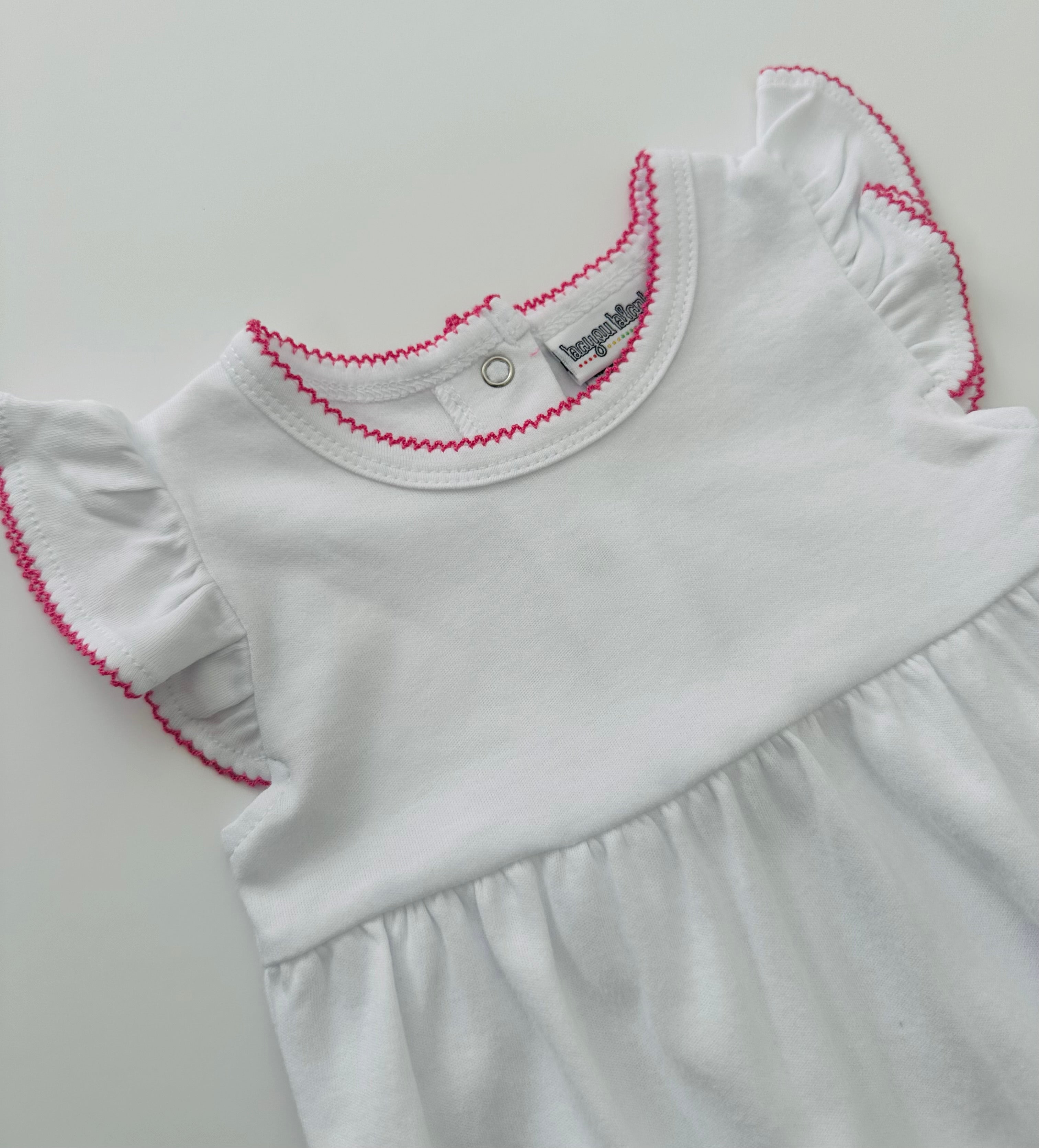 Knit Flutter Sleeve Bubble With Picot Trim