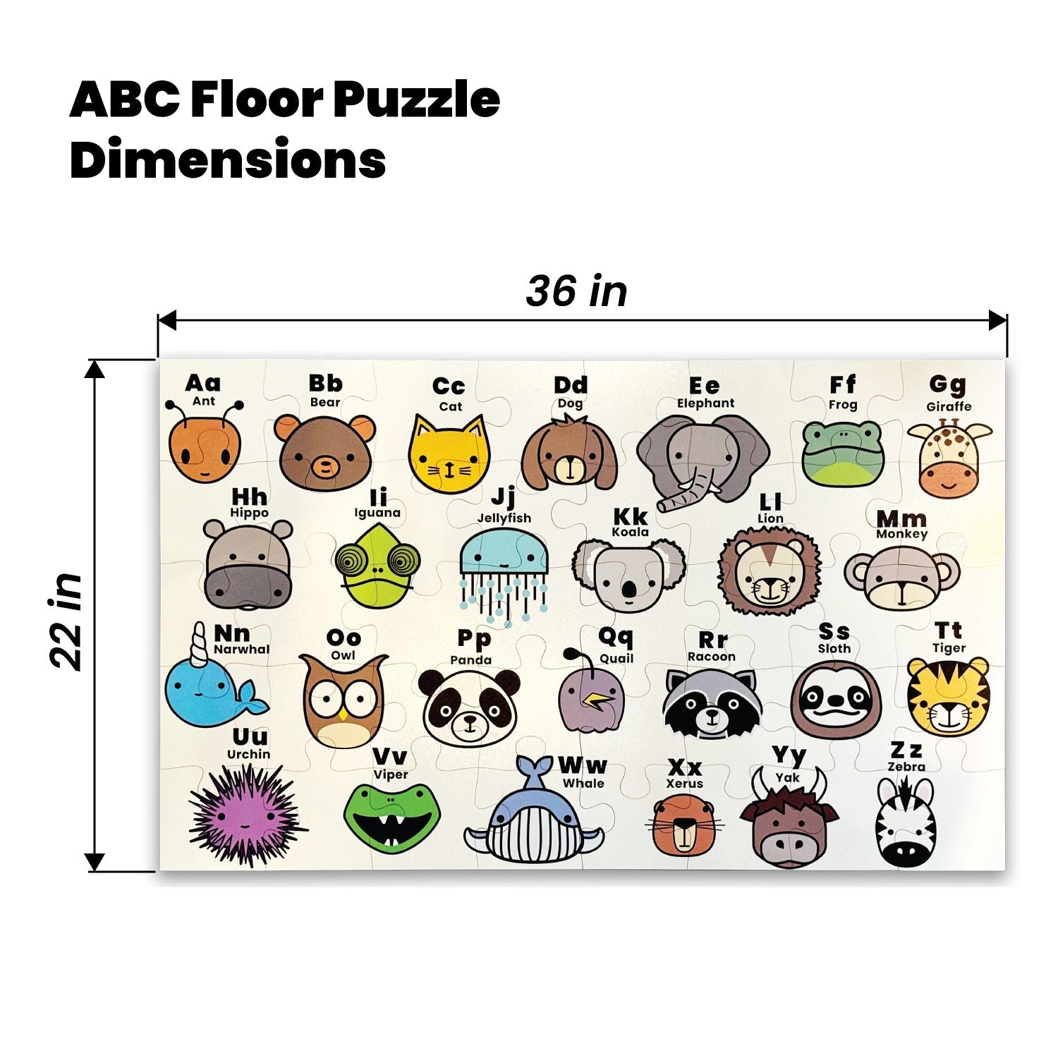 Kids Abc Animal Floor Puzzle – Educational Wooden Alphabet Puzzle For Toddlers & Preschoolers