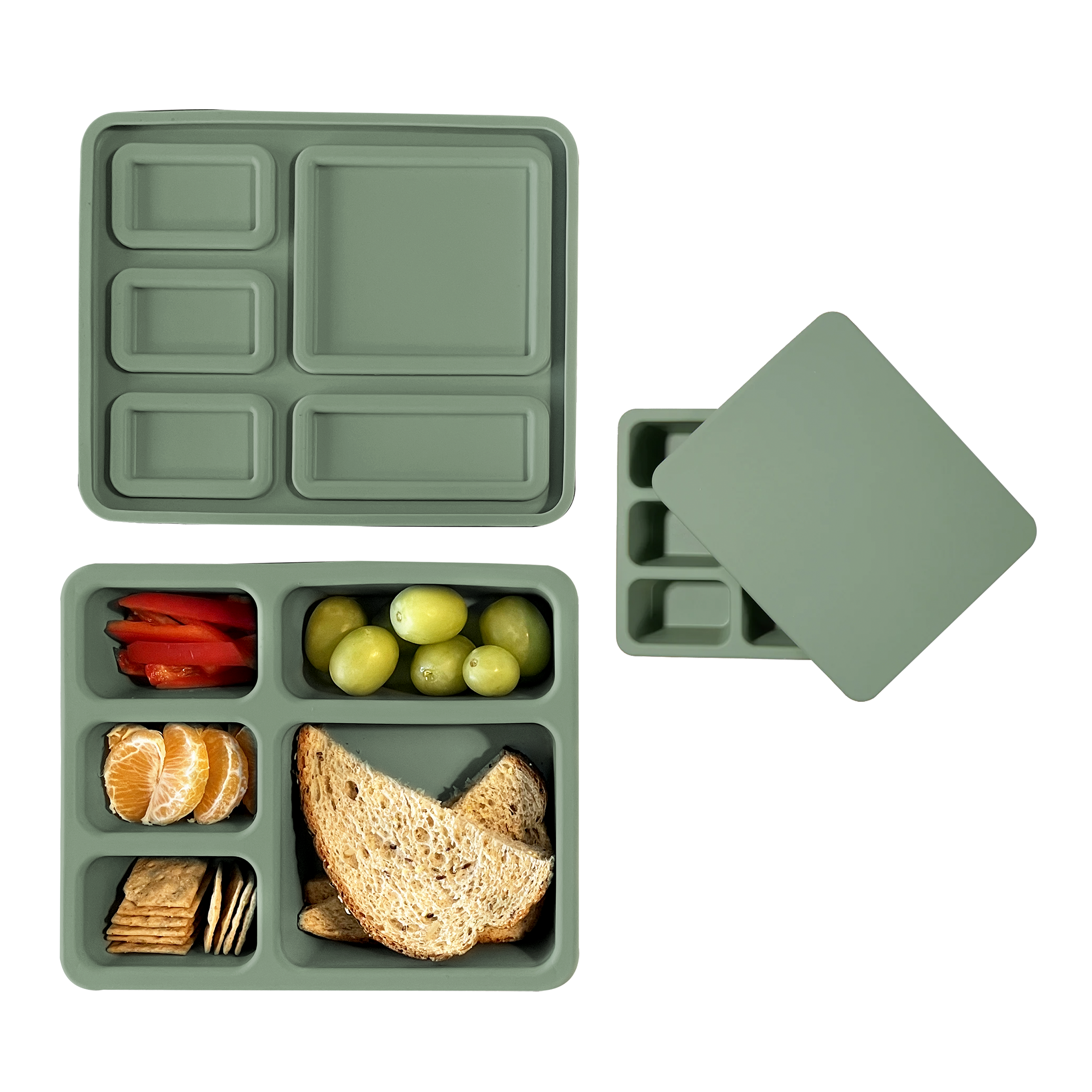 Silicone Bento Box Solid Sage Green