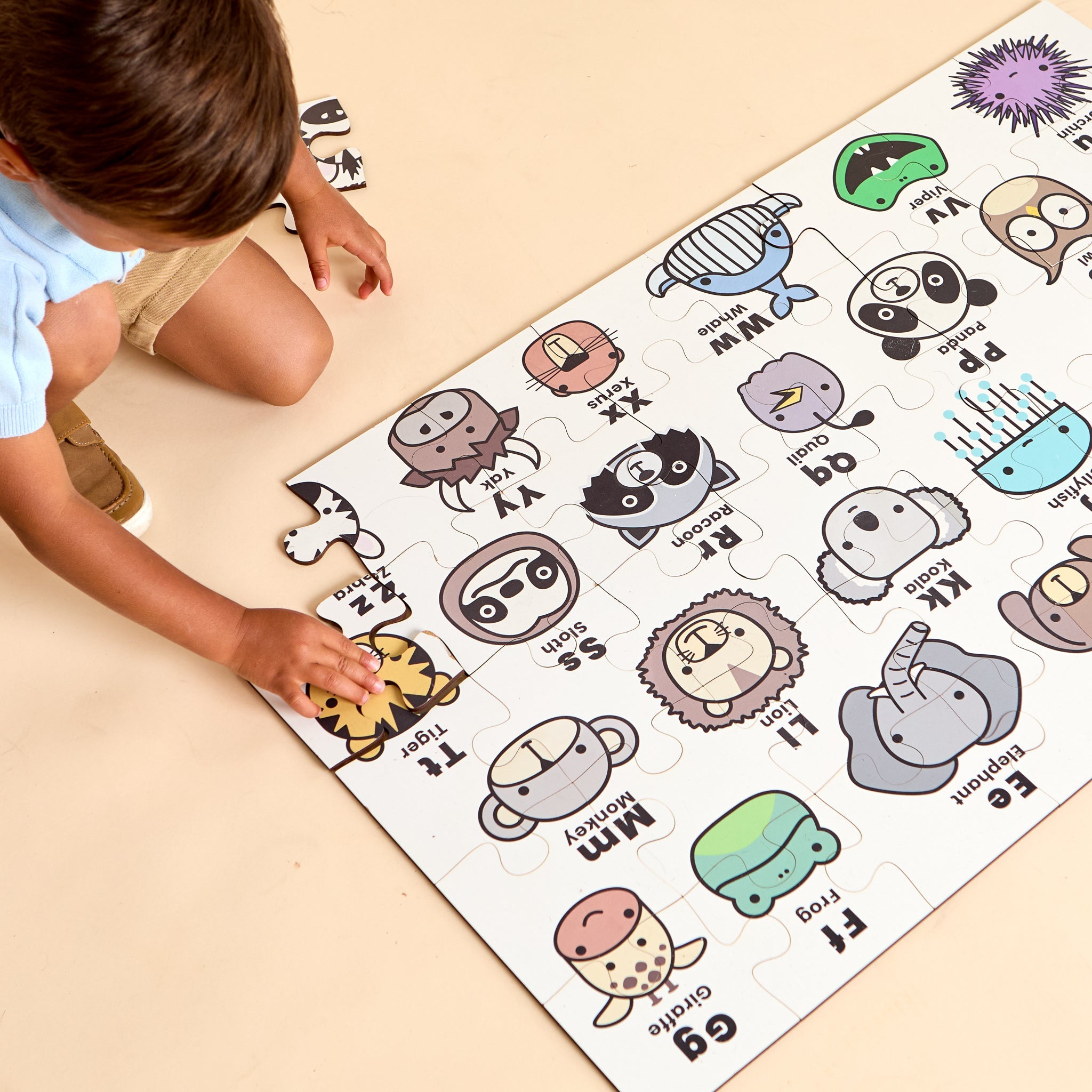 Kids Abc Animal Floor Puzzle – Educational Wooden Alphabet Puzzle For Toddlers & Preschoolers