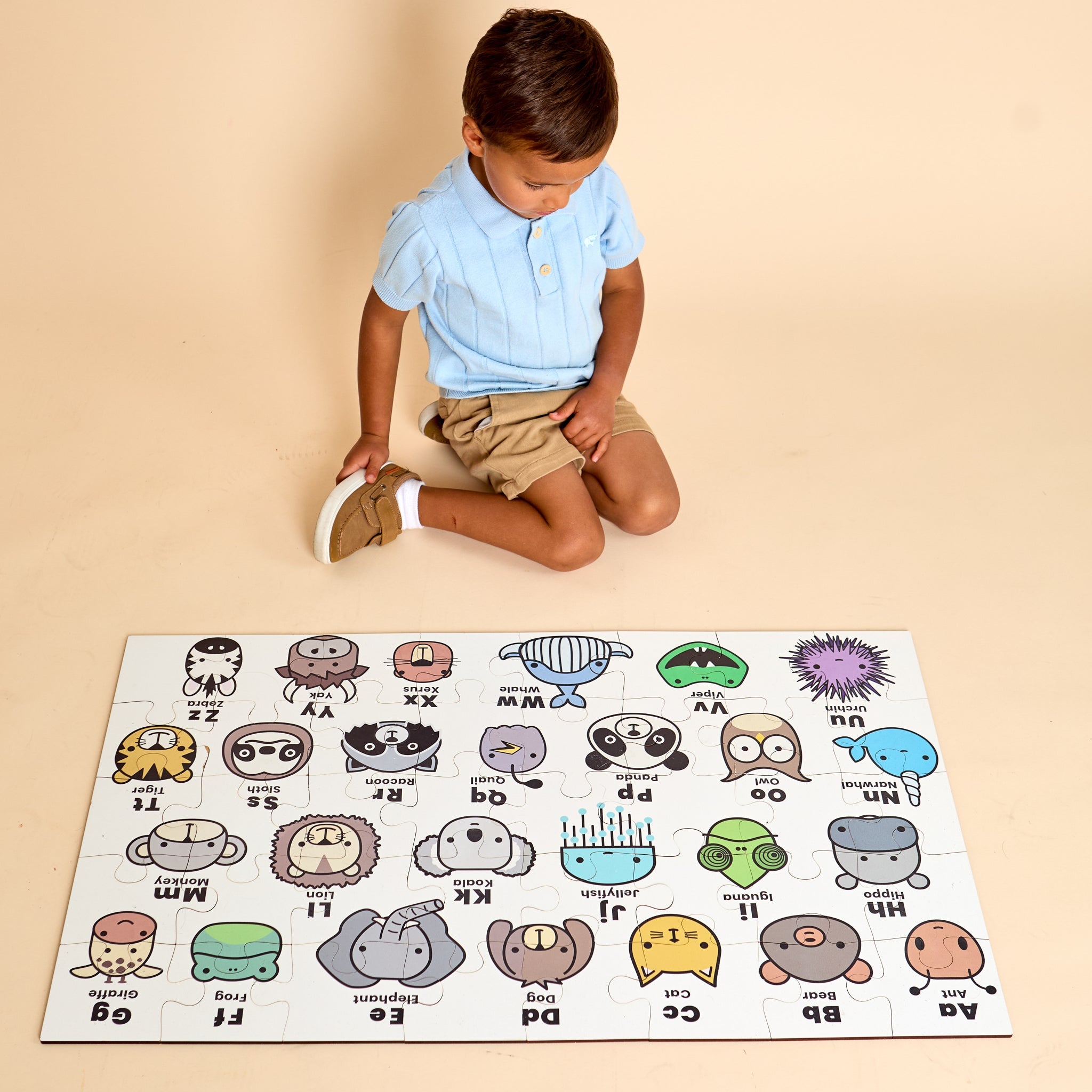 Kids Abc Animal Floor Puzzle – Educational Wooden Alphabet Puzzle For Toddlers & Preschoolers