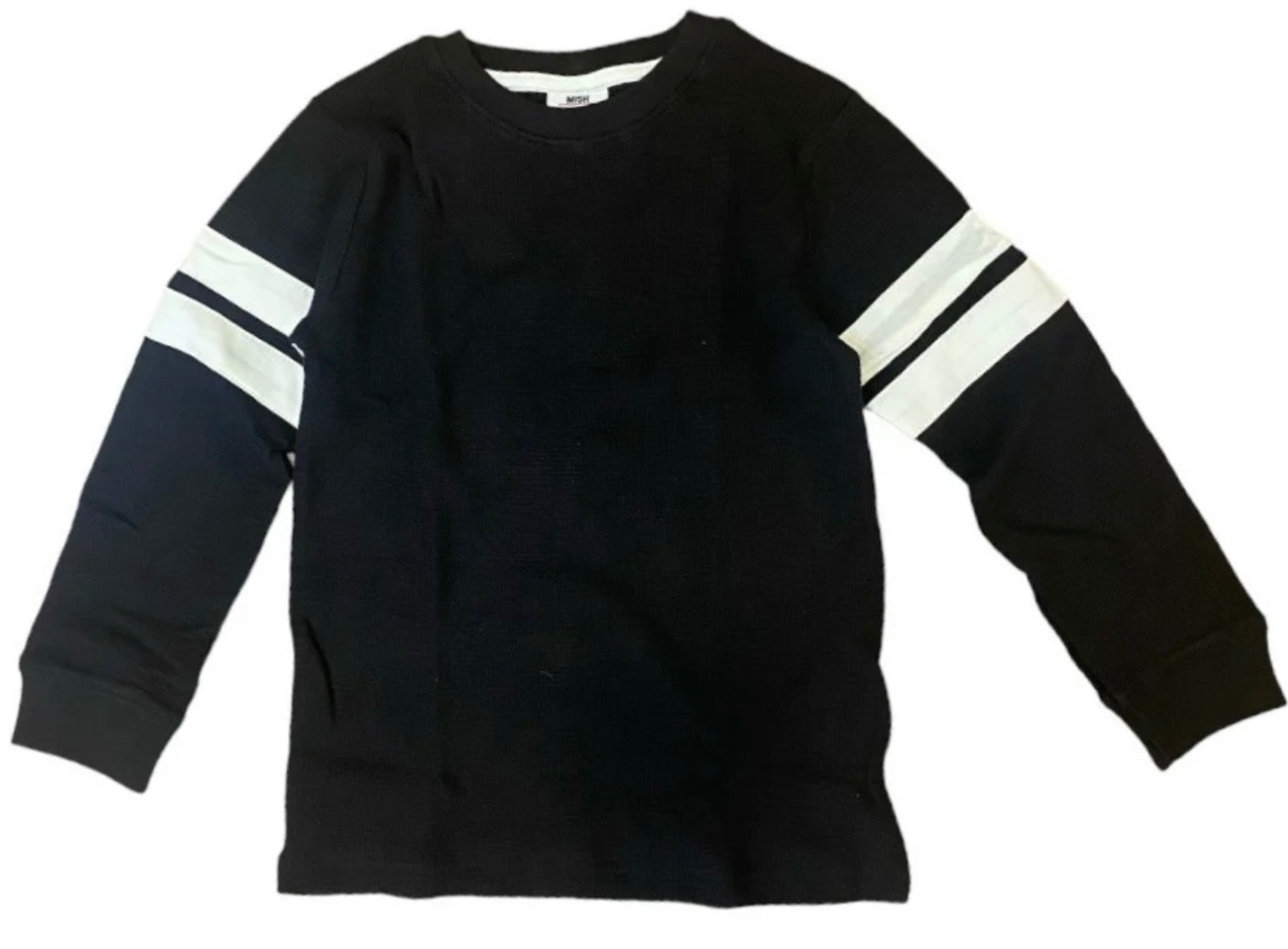 Kids Long Sleeve Thermal Striped Shirt - Black