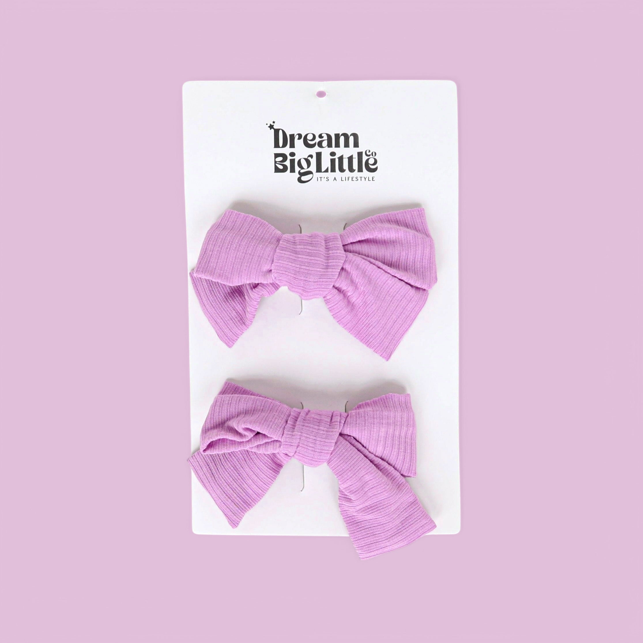 Forever Lilac Rib Dream Bow Hair Clips