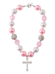 Pink Cross Bubblegum Necklace