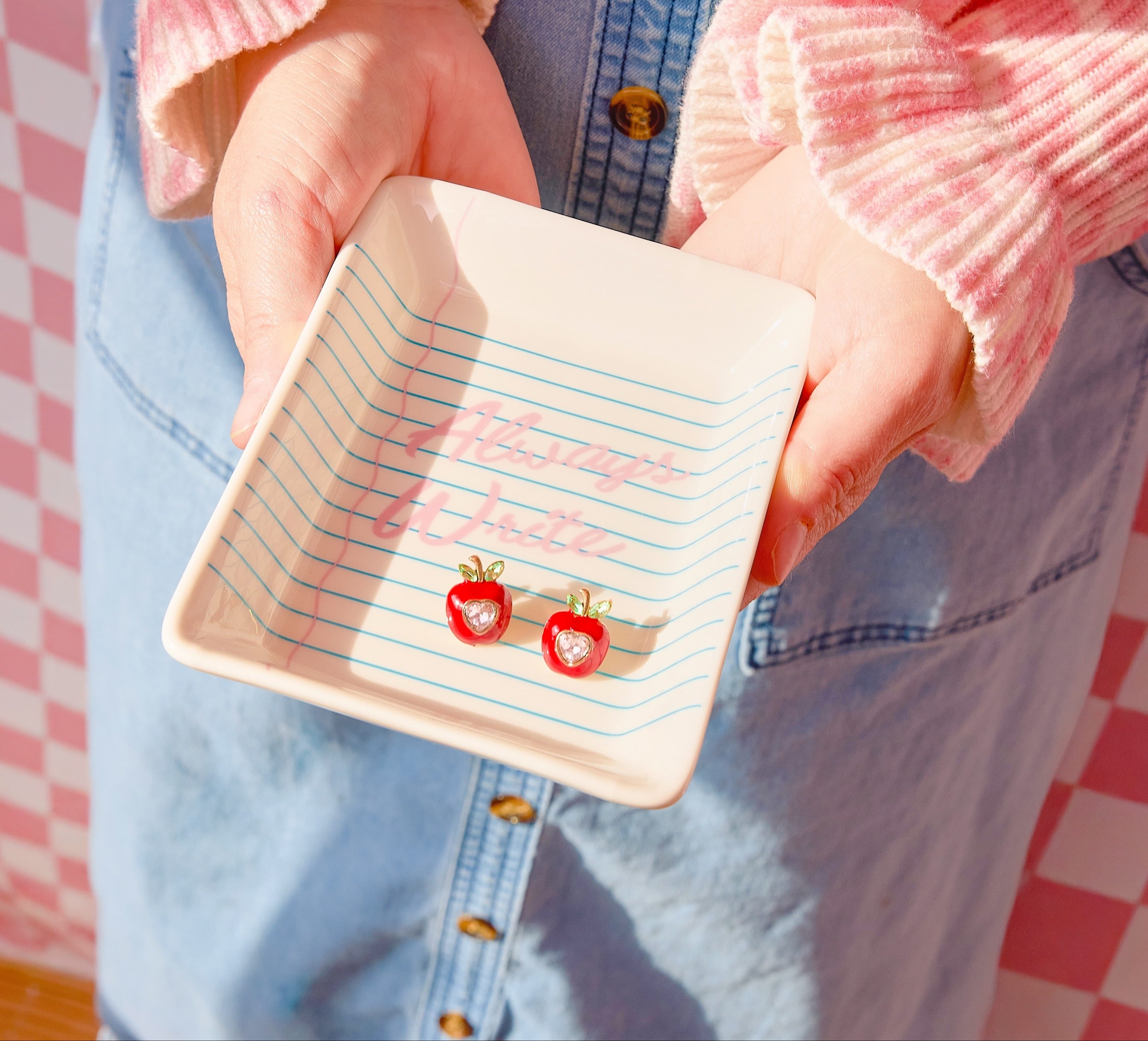 Always Write Trinket Tray And Earring Set