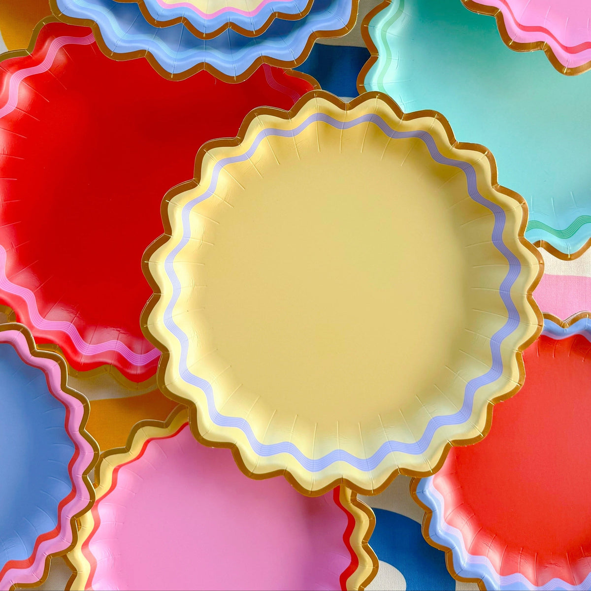 Rainbow Ric Rac Assorted Dessert Plates (10 Count)