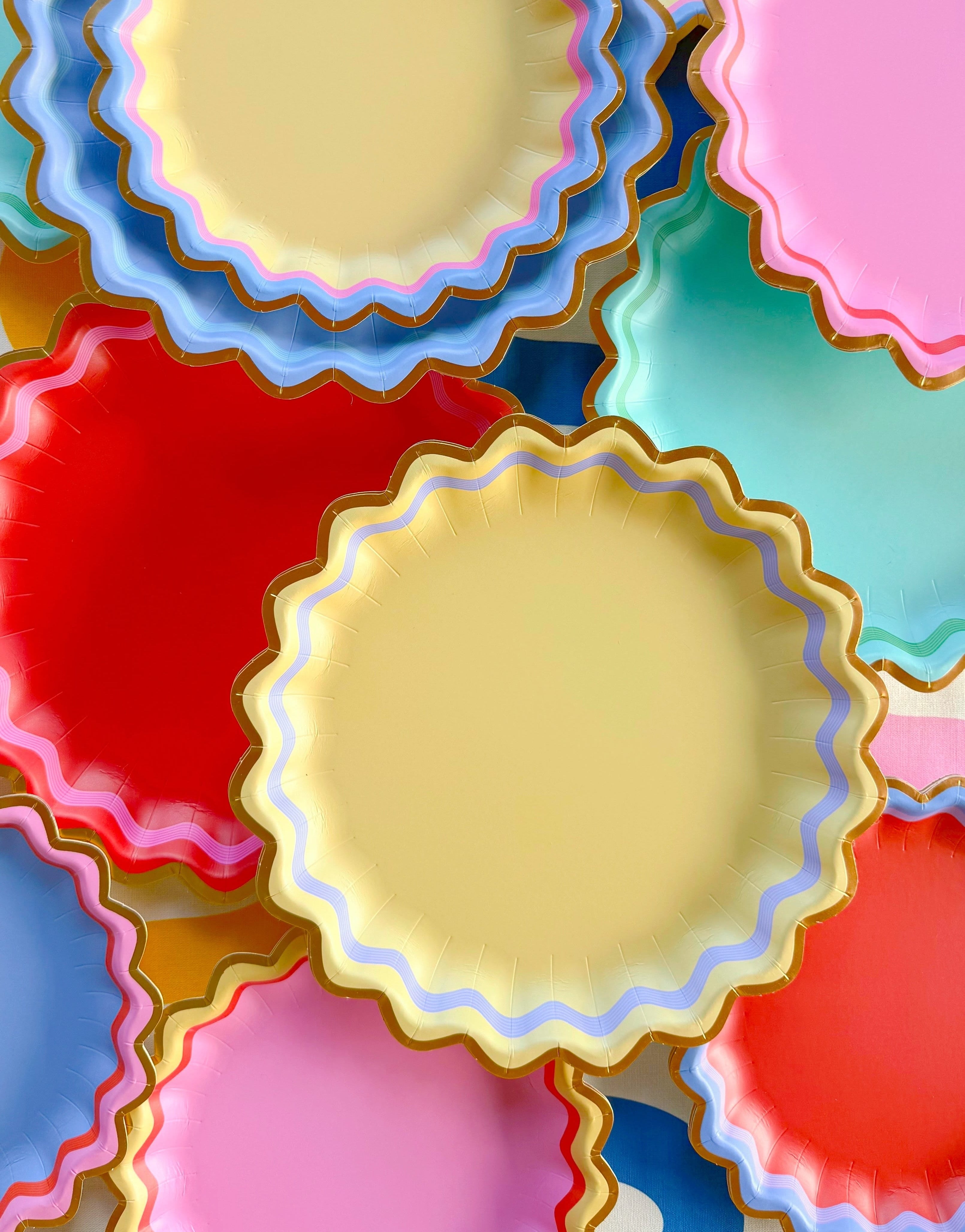 Rainbow Ric Rac Assorted Dinner Plates (10 Count)