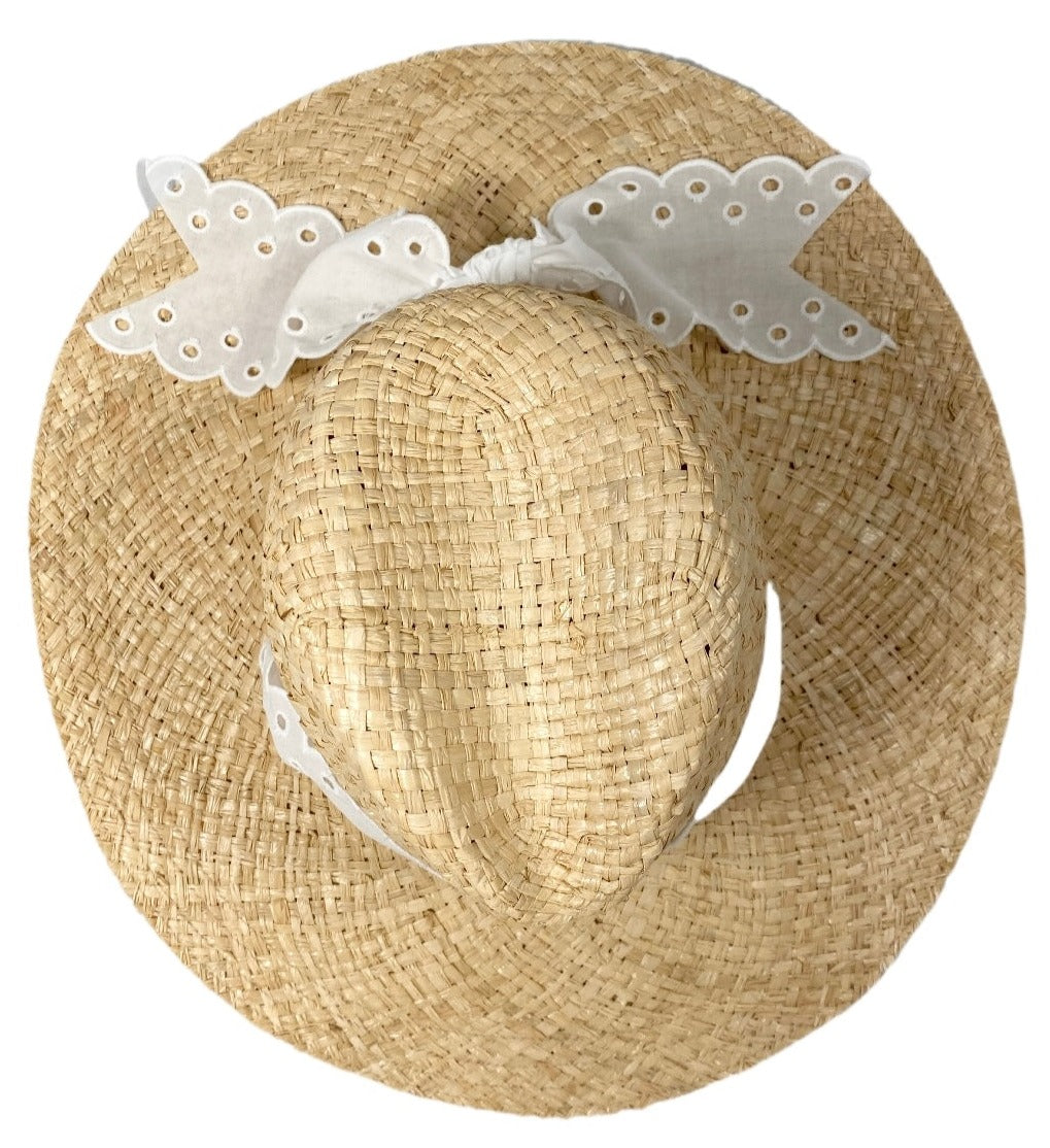 Oleander Sun Hat - Antique Eyelet Lace Ribbon