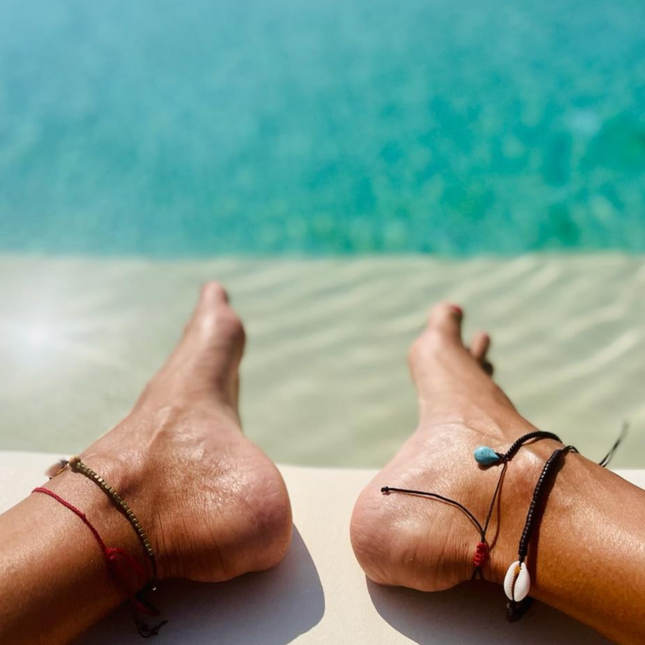Mae Turquoise Gem Braided Anklet