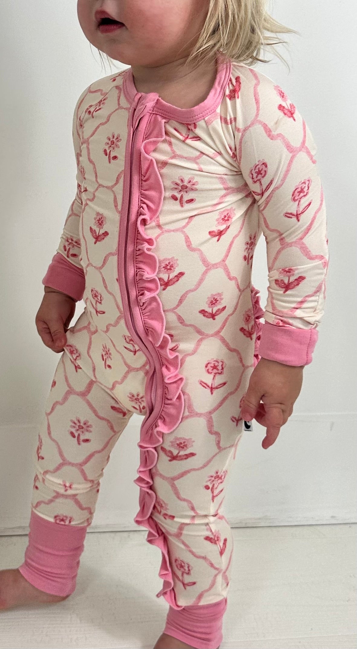 Blush & Bloom - Zipper Footie Pajamas