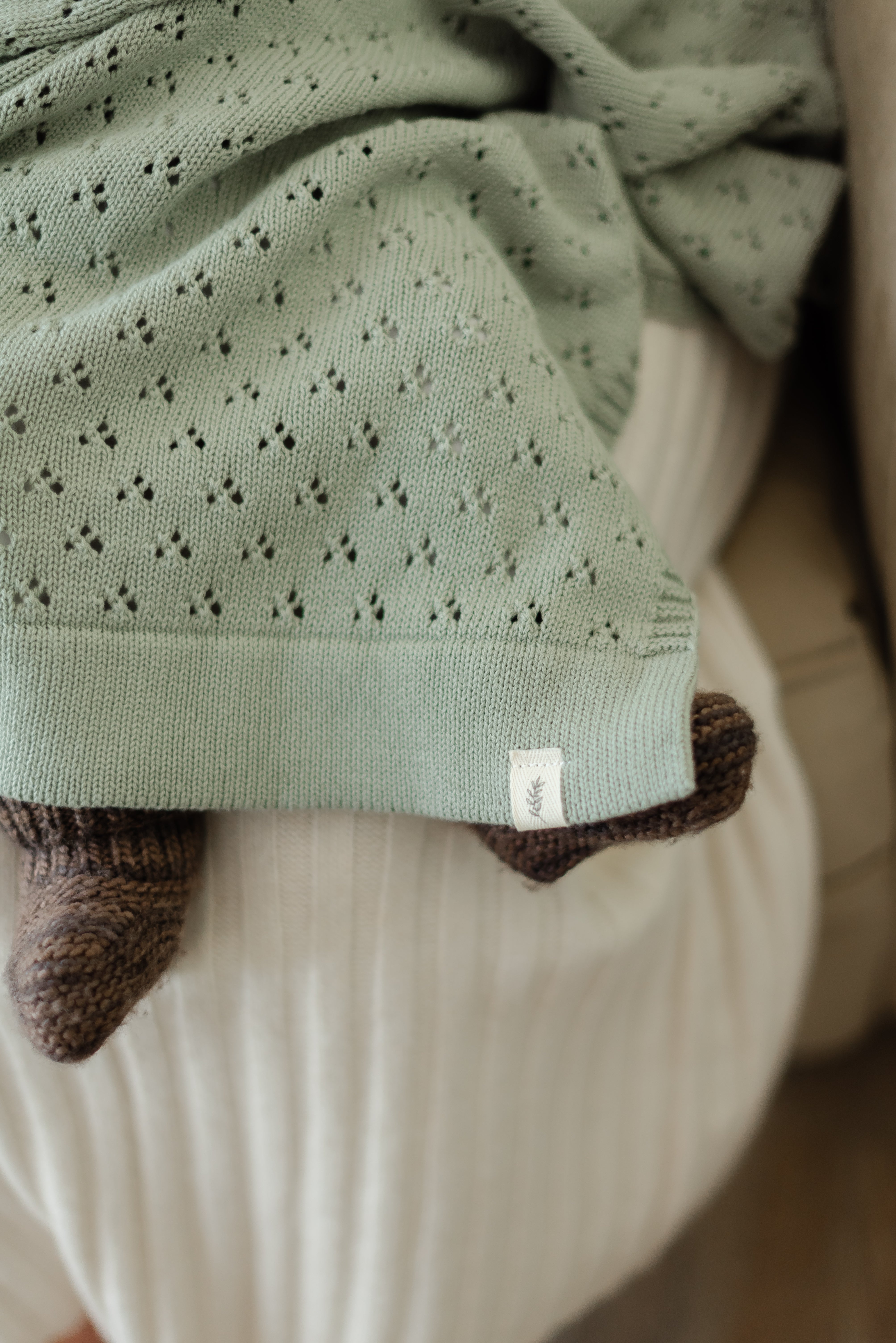 Mint Pointelle Knit Blanket (Ships June 8)