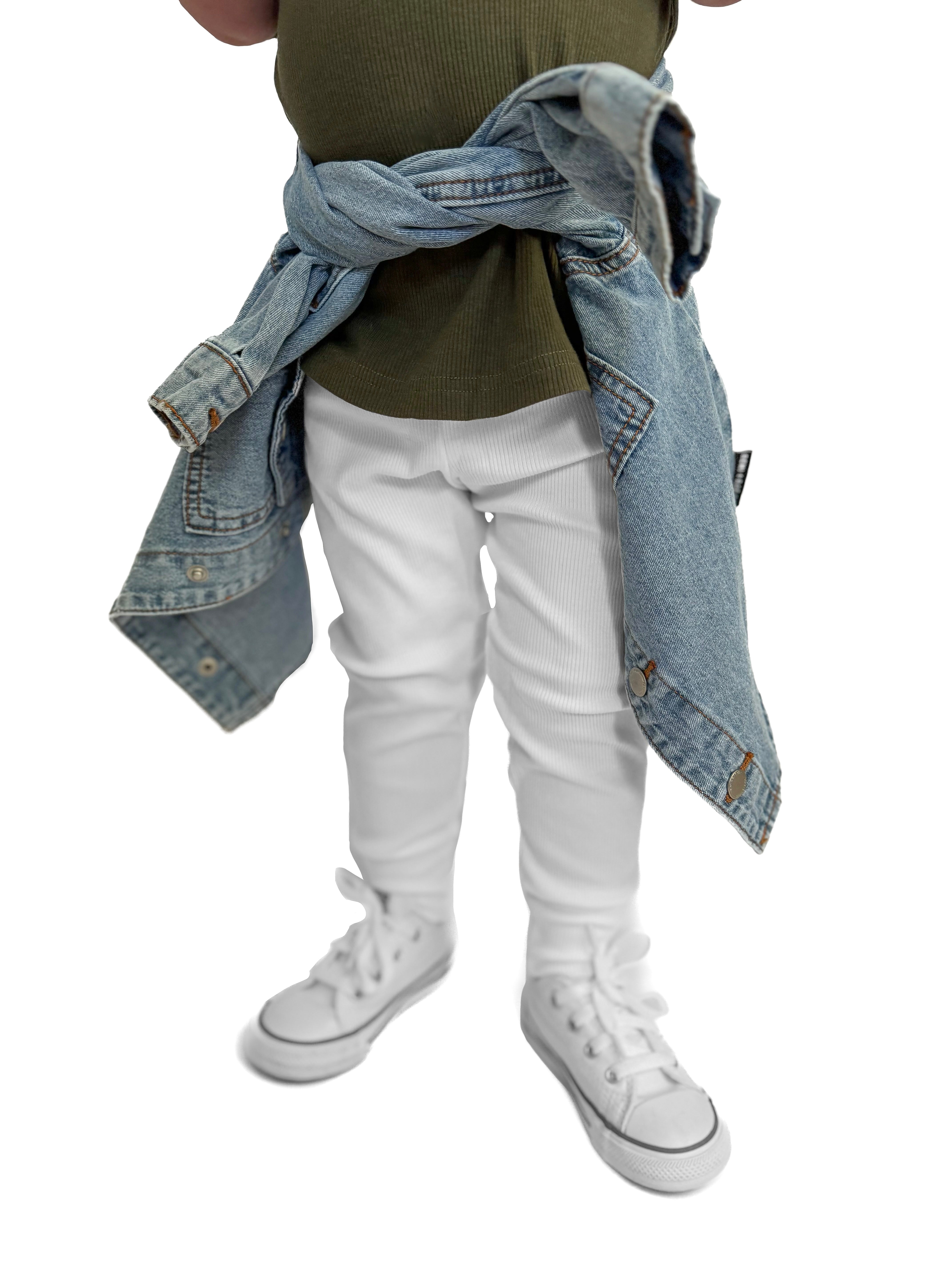 Bamboo Ribbed Leggings - White