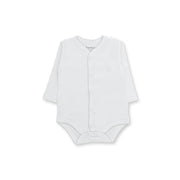 Honey Logo Long Sleeve Bodysuit, White & Pink