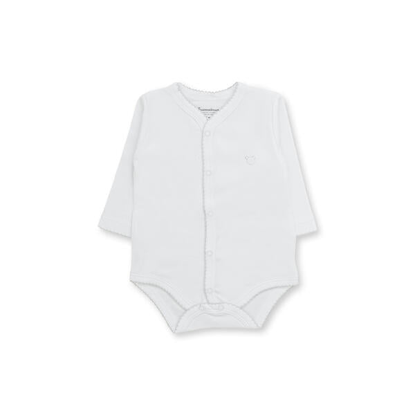 Honey Logo Long Sleeve Bodysuit, White & Pink