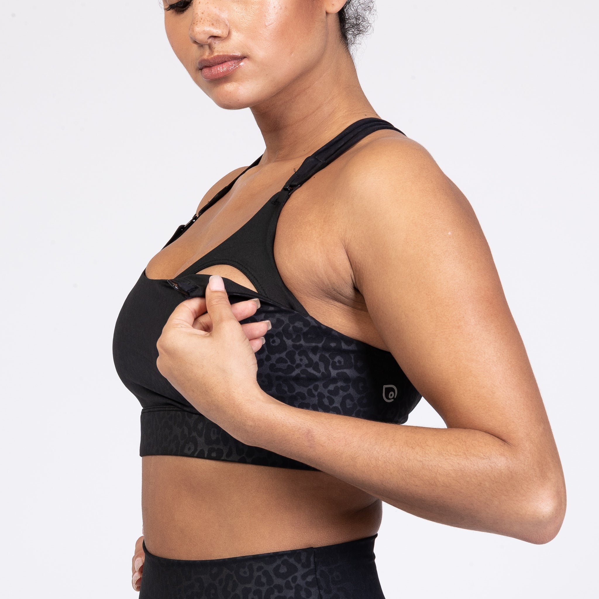 Chloé 3 Running Nursing Sports Bra (black Cheetah)
