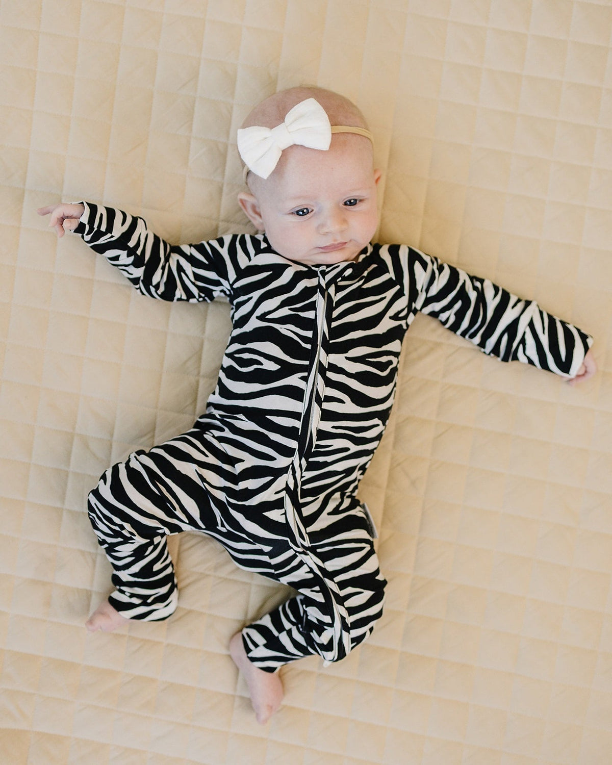 Bamboo Zip Romper | Zebra