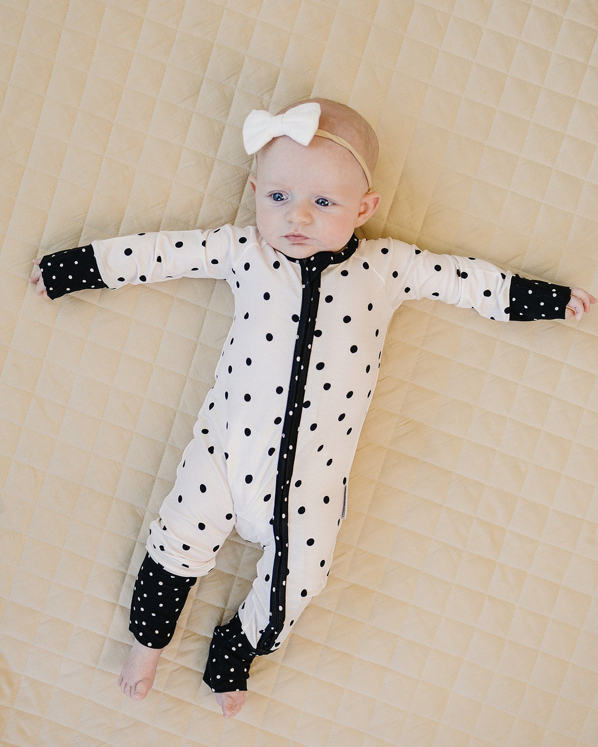 Bamboo Zip Romper | Classic Polka