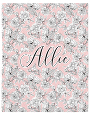Allie Floral Personalized Minky Blanket