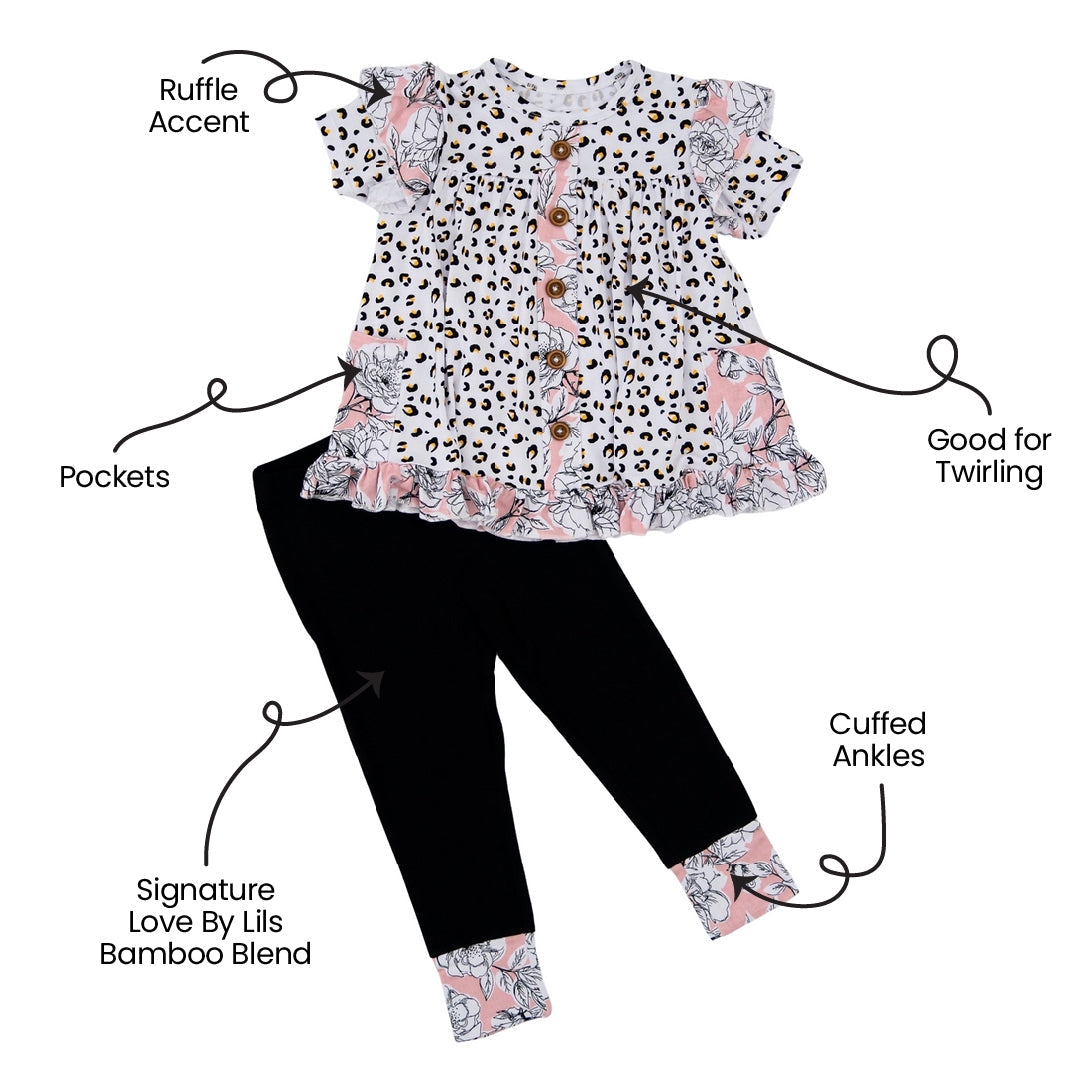 Allie Bamboo Short Sleeve Peplum + Legging Set