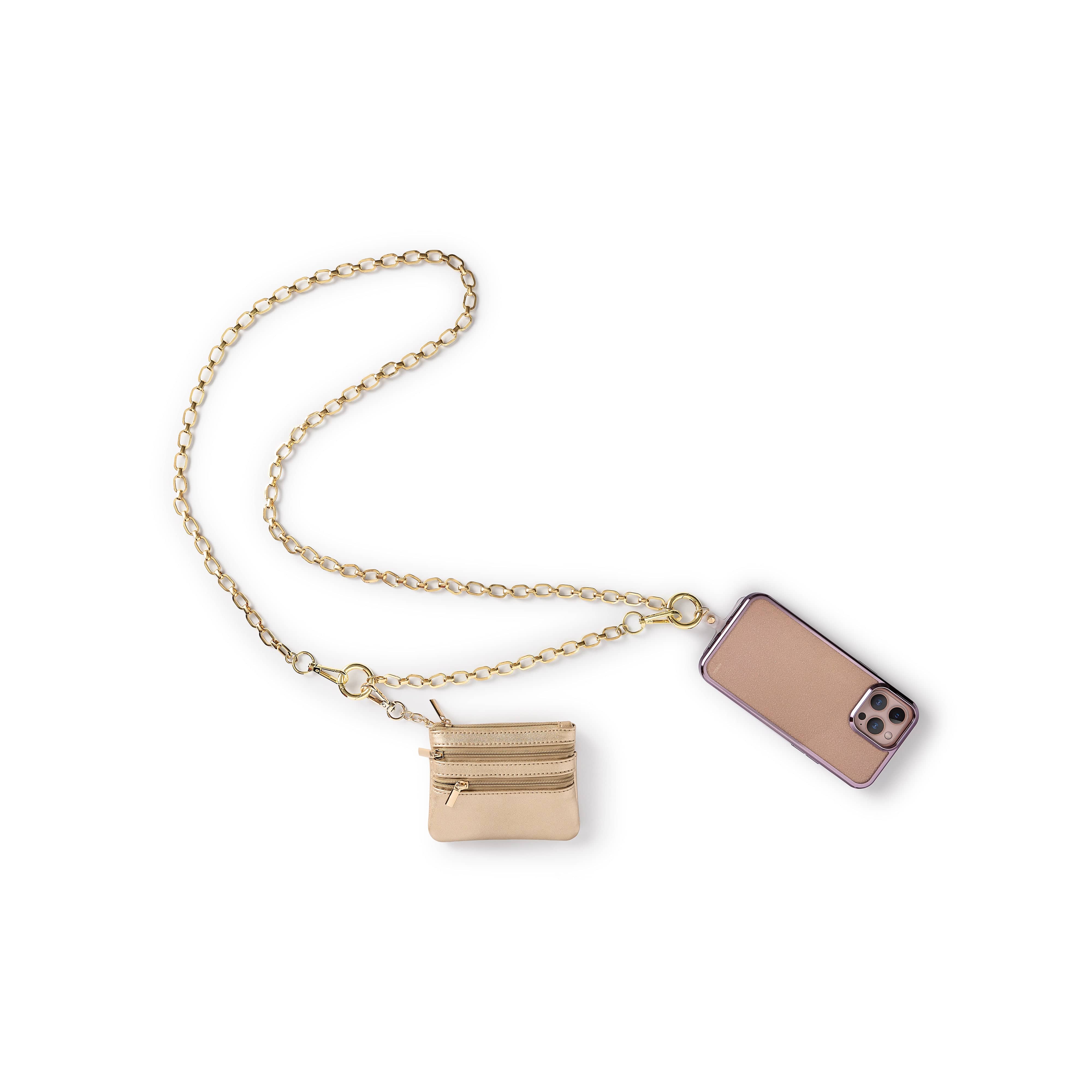 Mini Gold Leatherette Clip & Zip Wallet