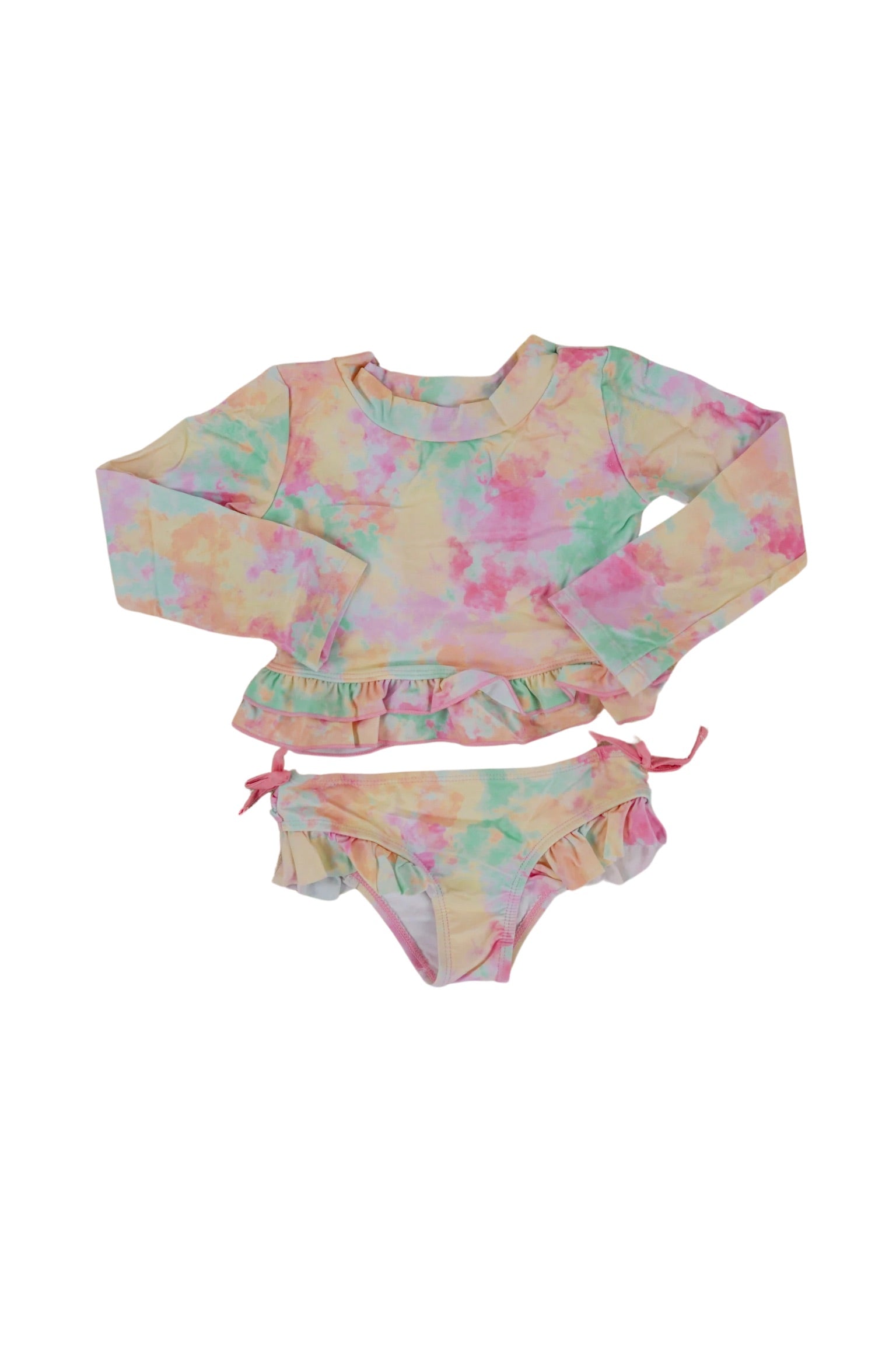 Rainbow Clouds Dream 2-piece Rash Guard Ruffle Swim Suit