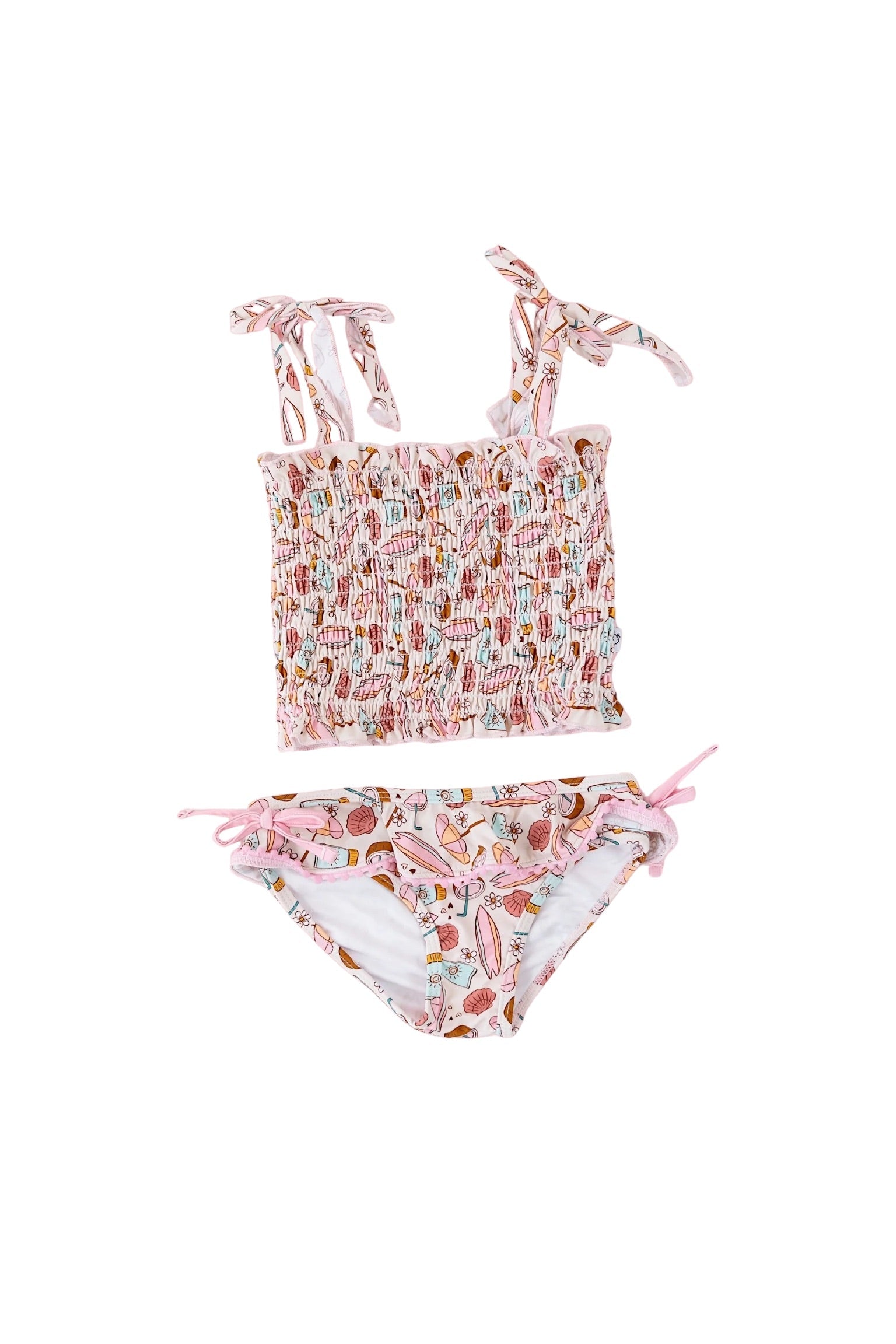 Fun In The Sun Dream Smocked Tankini Two Piece Swim Suit