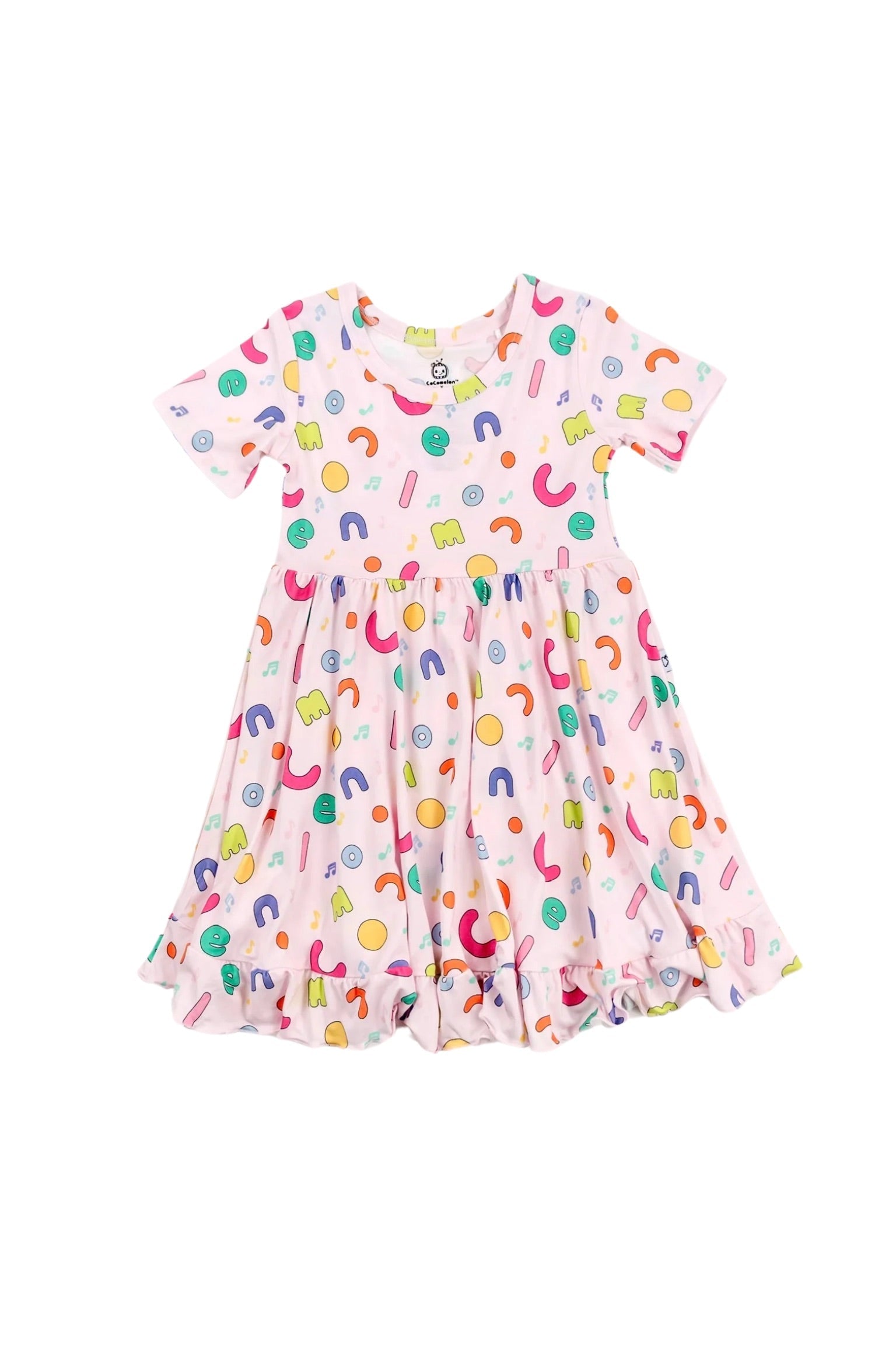 Dream Big Little Co X Cocomelon Alphabet Short Sleeve Dream Ruffle Dress