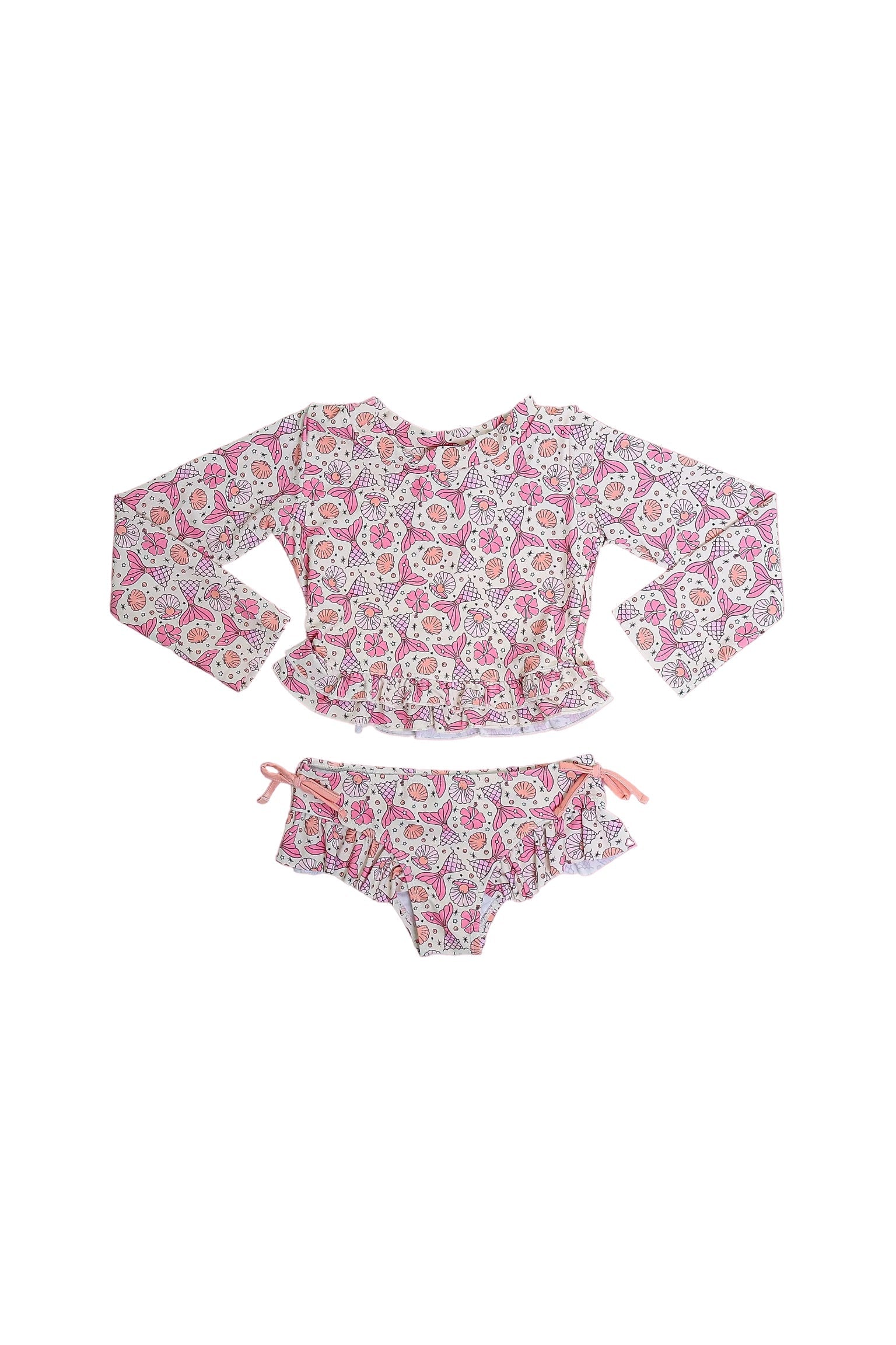 Magical Mermaid Dream Two-piece Rash Guard Ruffle Swim Suit