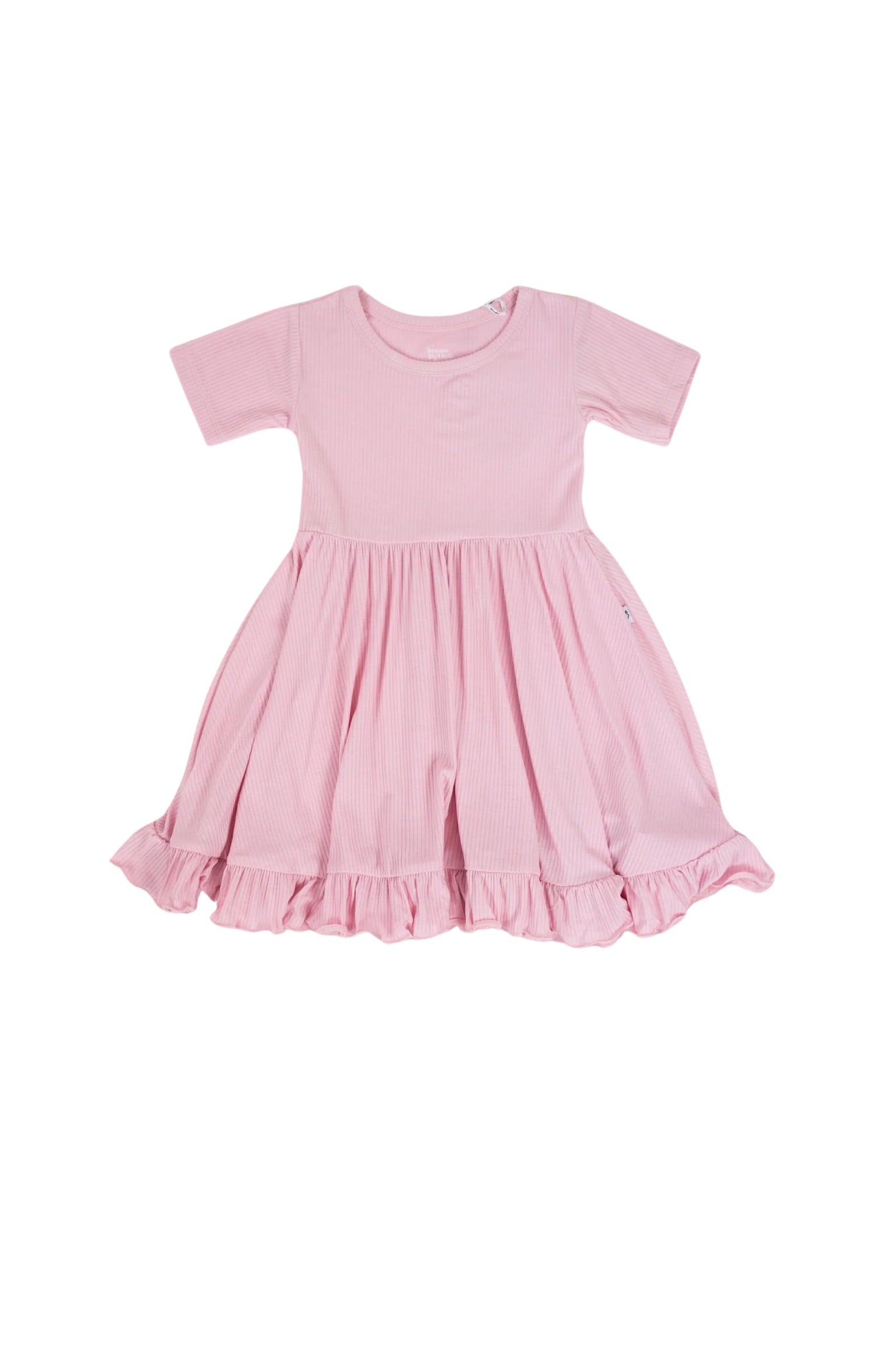 Pink Rose Rib Ruffle Dress