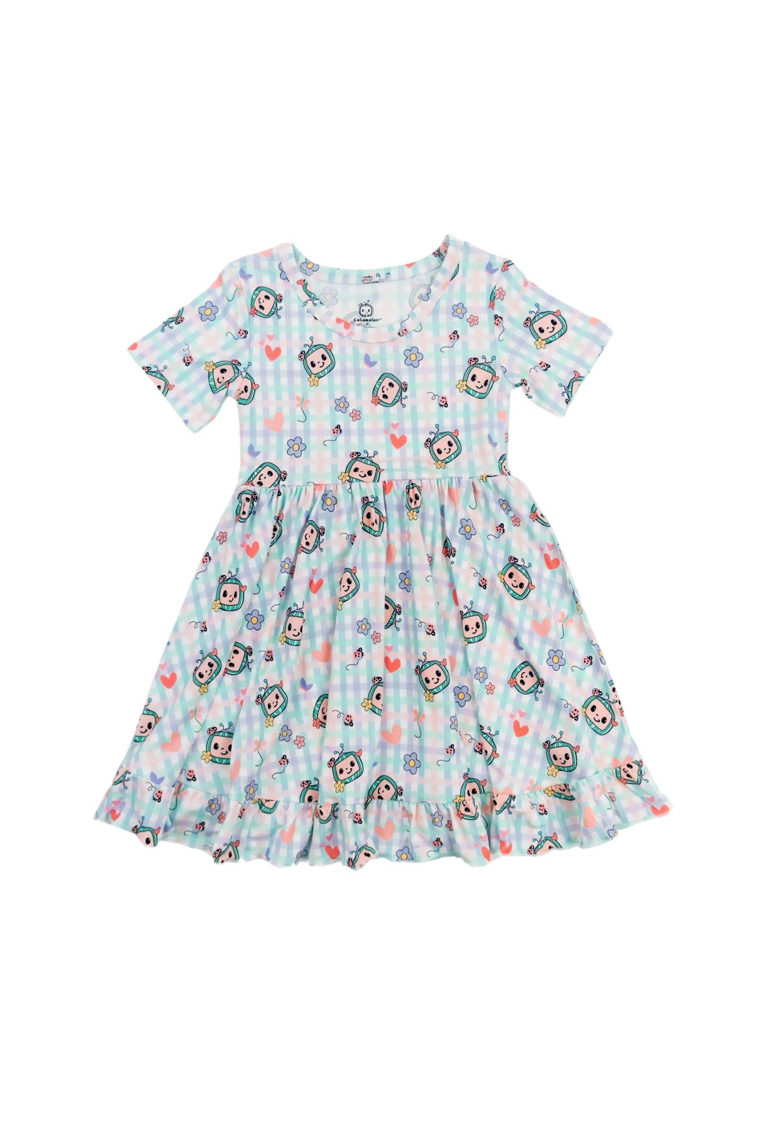 Dream Big Little Co X Cocomelon Springtime Melon Short Sleeve Dream Ruffle Dress