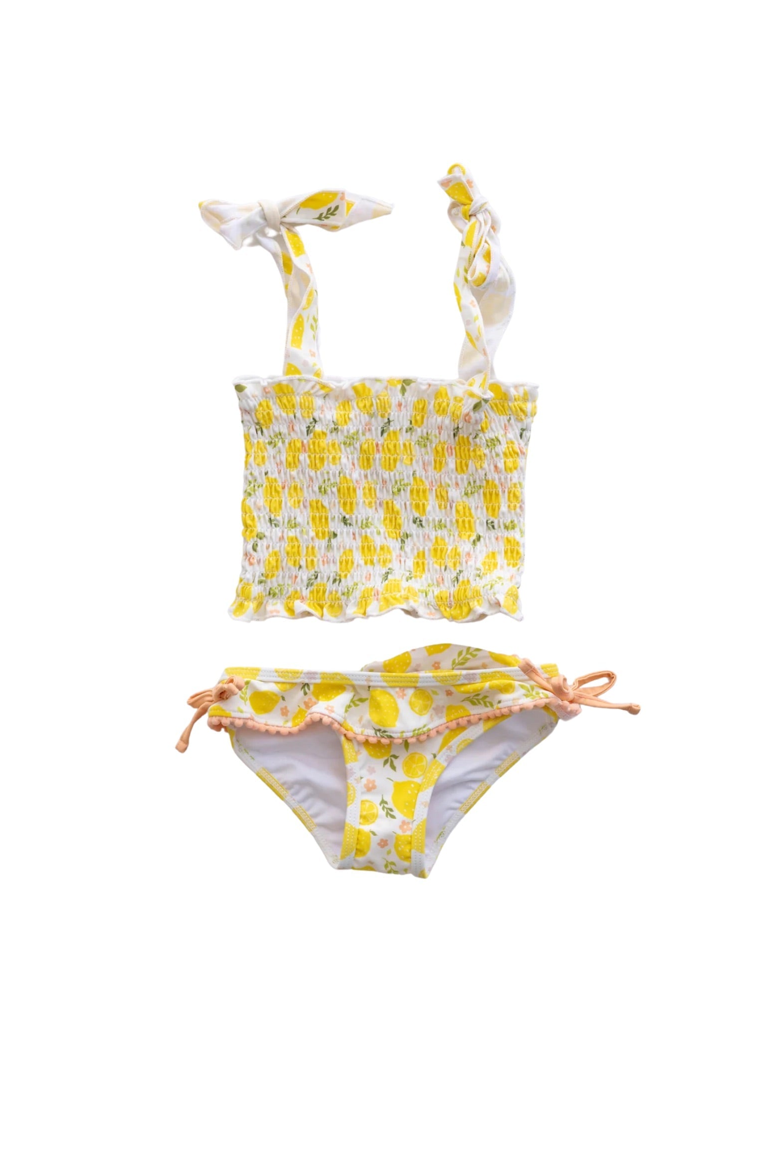 Lemon Blossoms Dream Smocked Tankini Two Piece Swim Suit