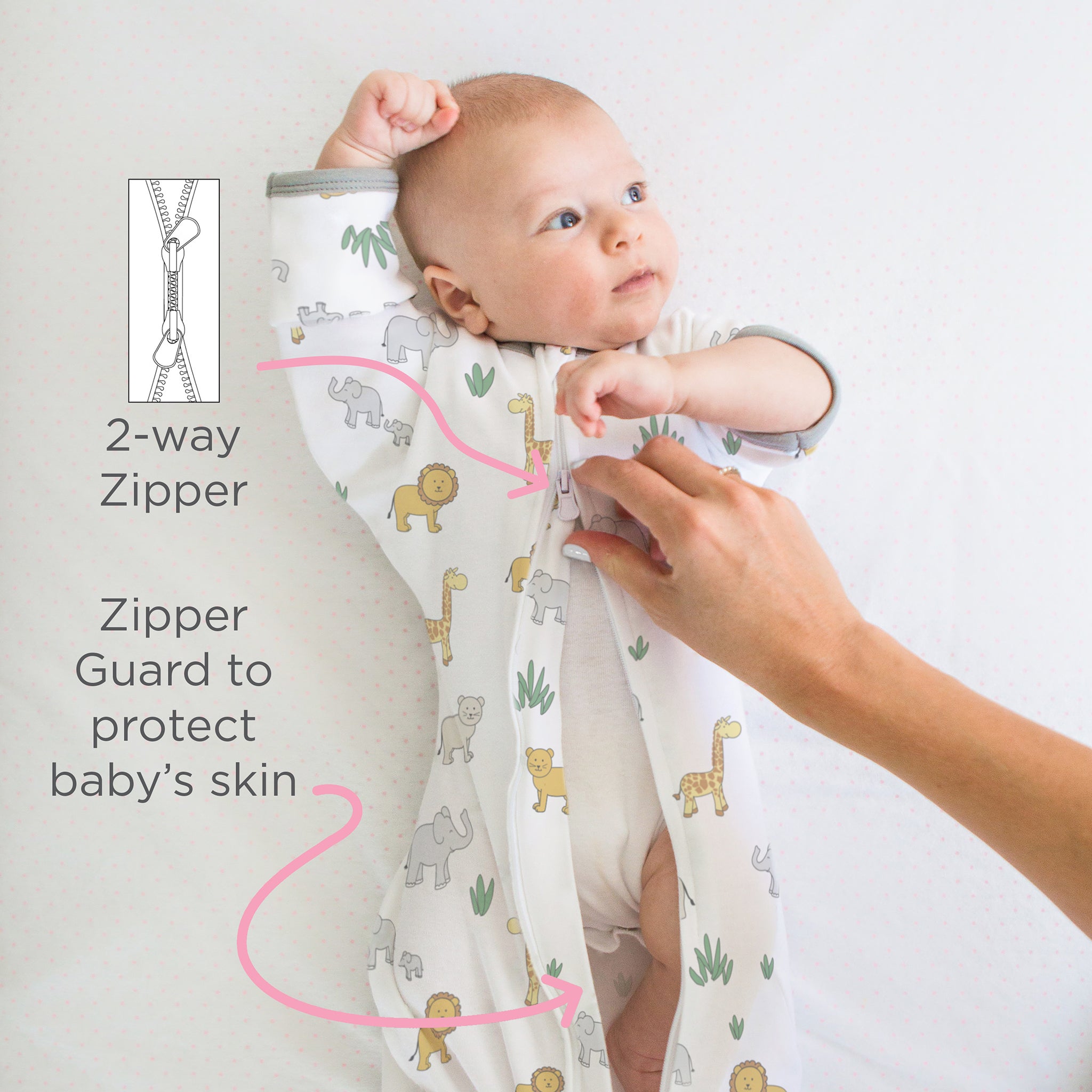 Amazing Baby - Transitional Swaddle Sack  - Arms Up 1/2-length Sleeves & Mitten Cuffs, Tiny Bear, Sterling
