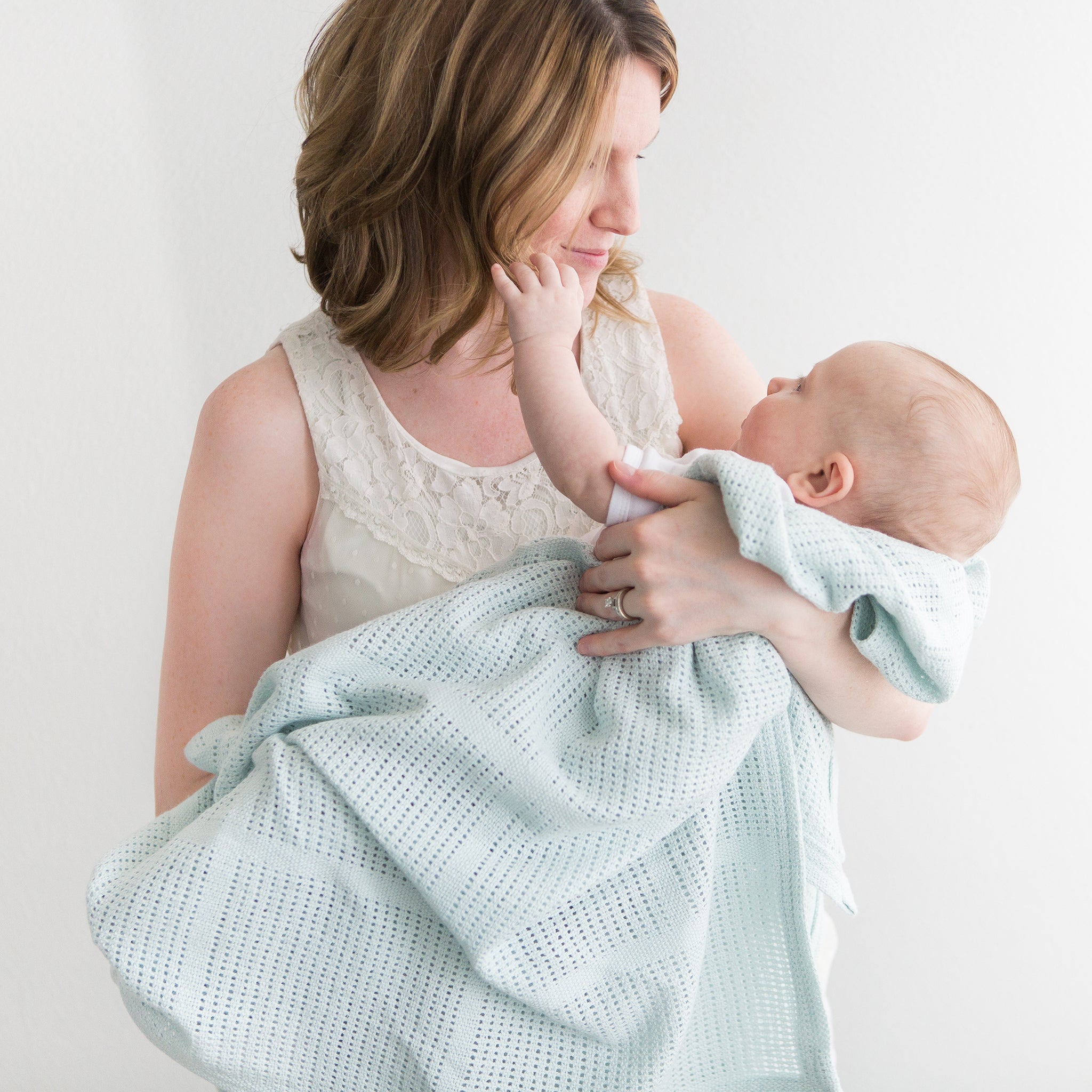 Amazing Baby - Cotton Cellular Blanket, Soft Seacrystal